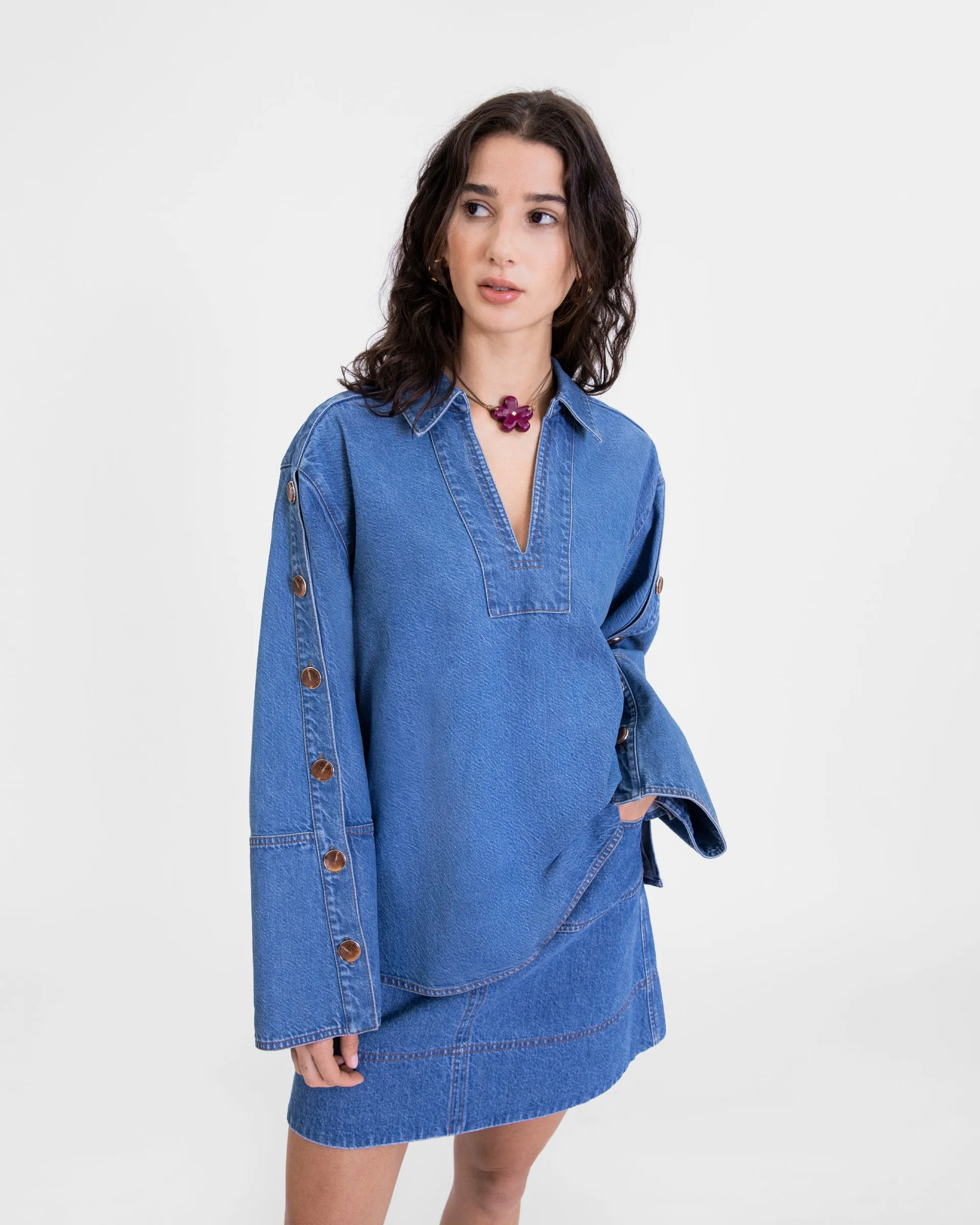 Lally Denim Top sold by Tanya Taylor product image thumbnail 5