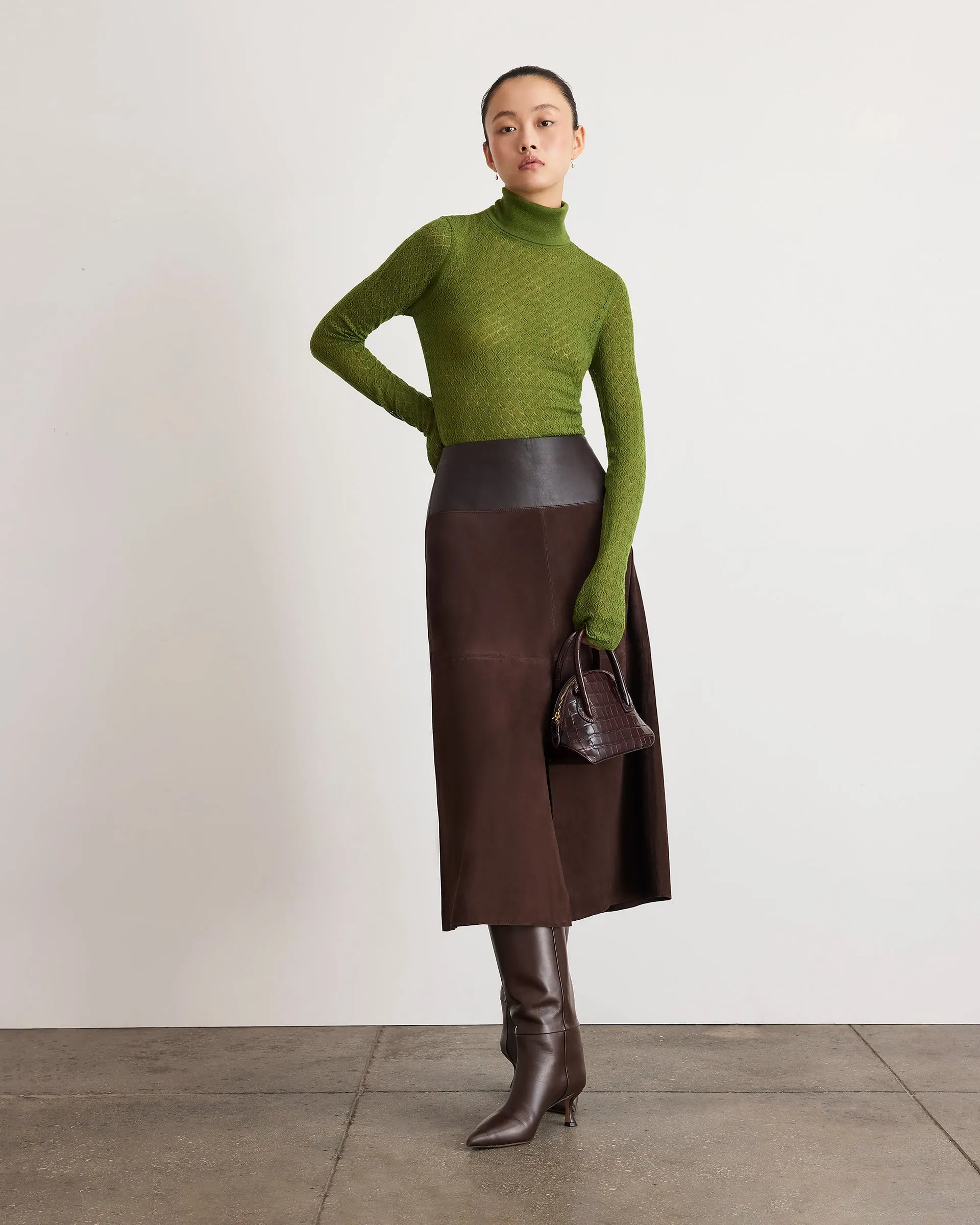 Suede/Leather Hudson Skirt sold by Tanya Taylor