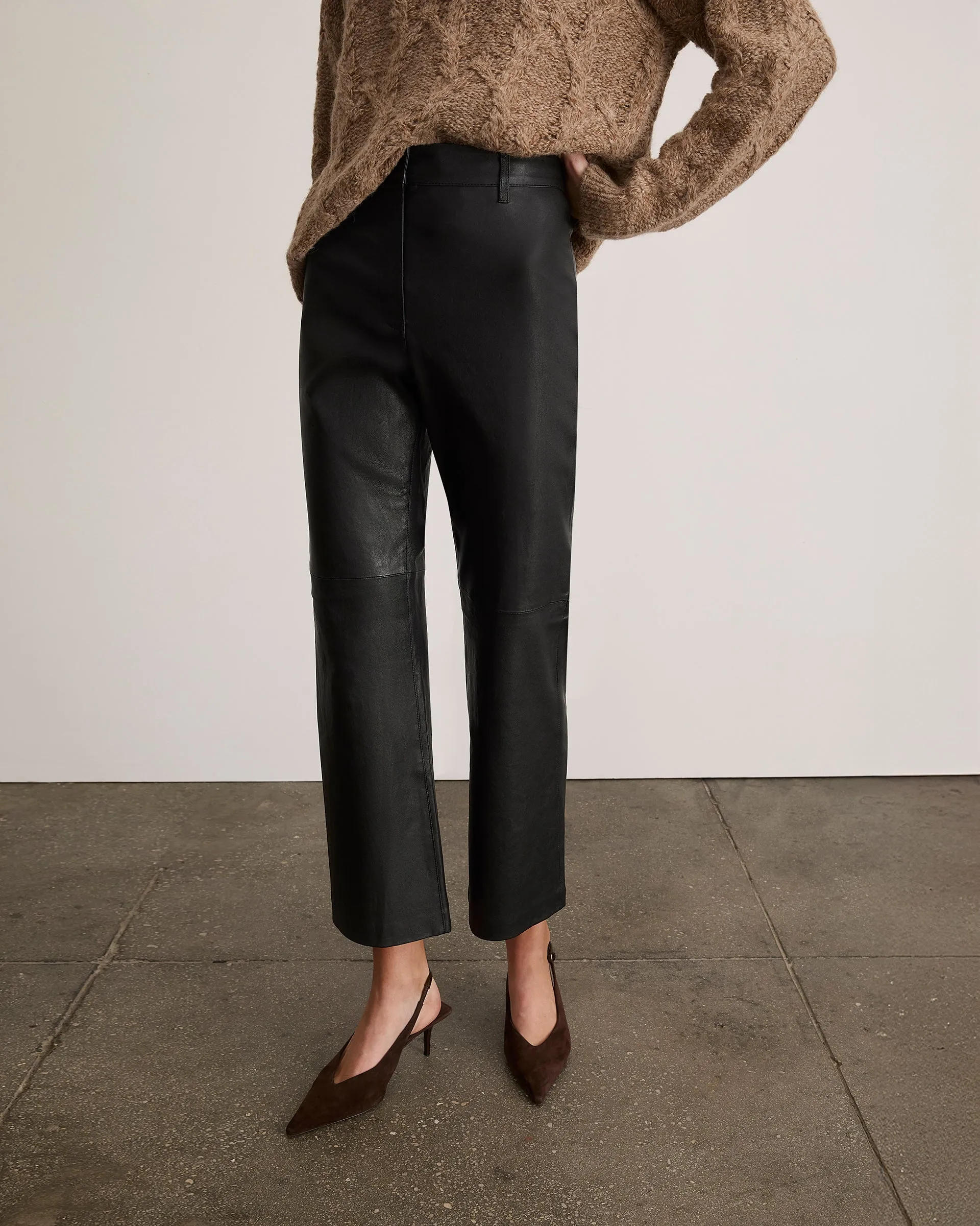 Nicole Cropped Leather Pant sold by Tanya Taylor product image thumbnail 3