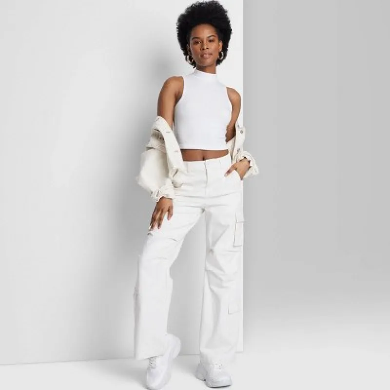 Women's Mock Turtleneck Tiny Tank Top - Wild Fable™ Fresh White XXS sold by Target