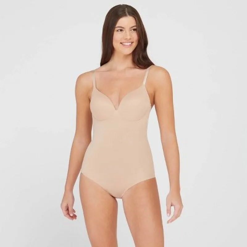 ASSETS by SPANX Women's Flawless Finish Shaping Micro Low Back Cupped Bodysuit Shapewear - Neutral S sold by Target