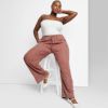 Women's Mid-Rise Wide Leg Relaxed Linen Pants - Wild Fable™ Brown 2X sold by Target