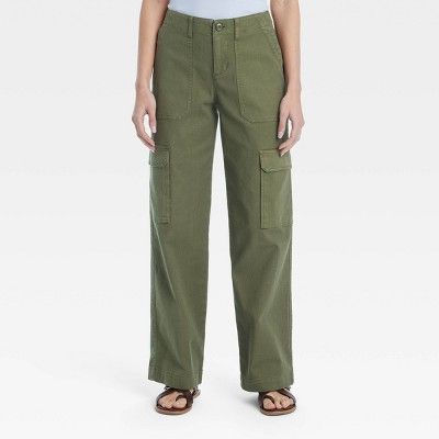Women's Mid-Rise Utility Cargo Pants - Universal Thread™ Olive Green 14 sold by Target