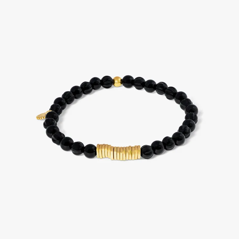 Black Yellow Gold Plated Classic Discs Bracelet sold by Tateossian