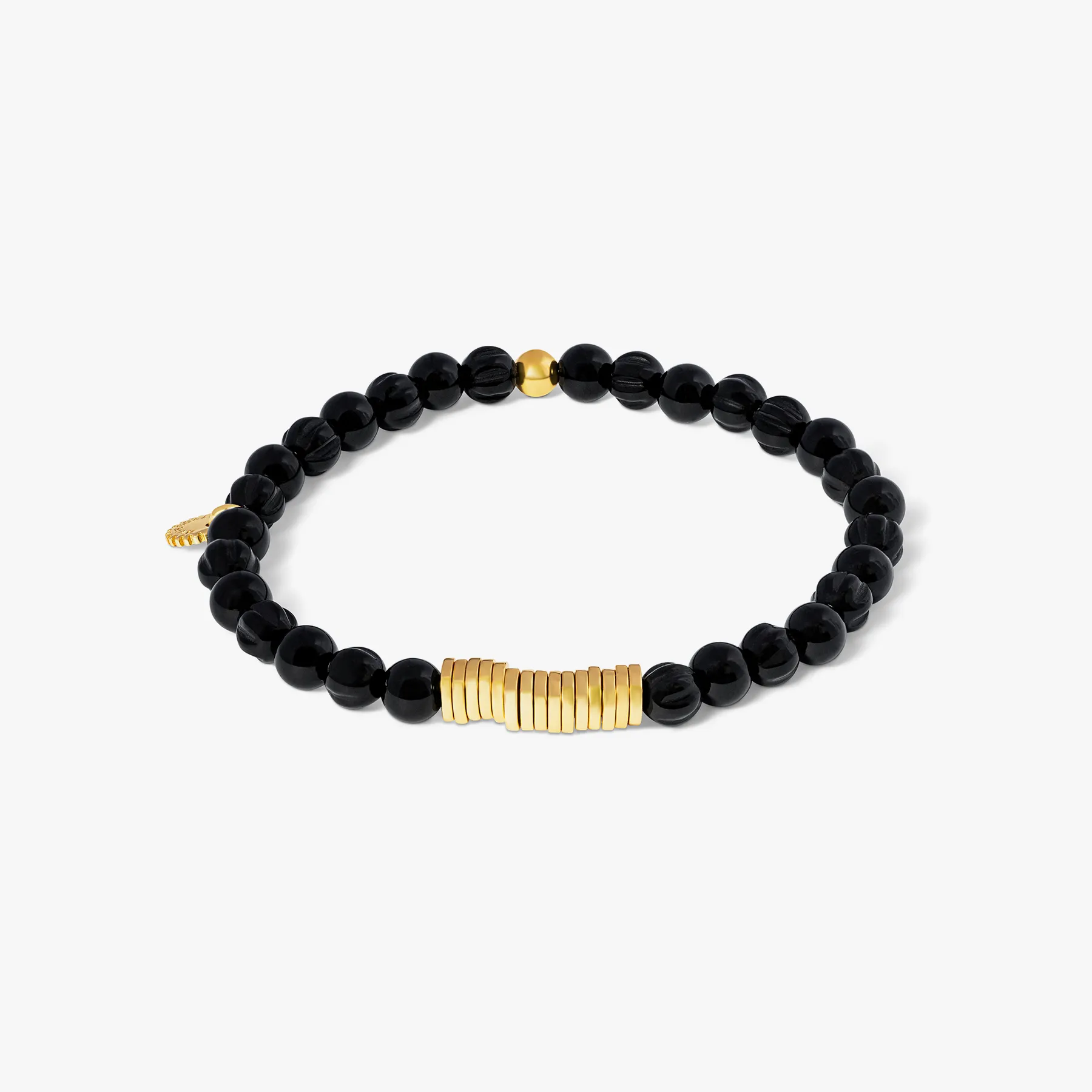 Black Yellow Gold Plated Classic Discs Bracelet sold by Tateossian