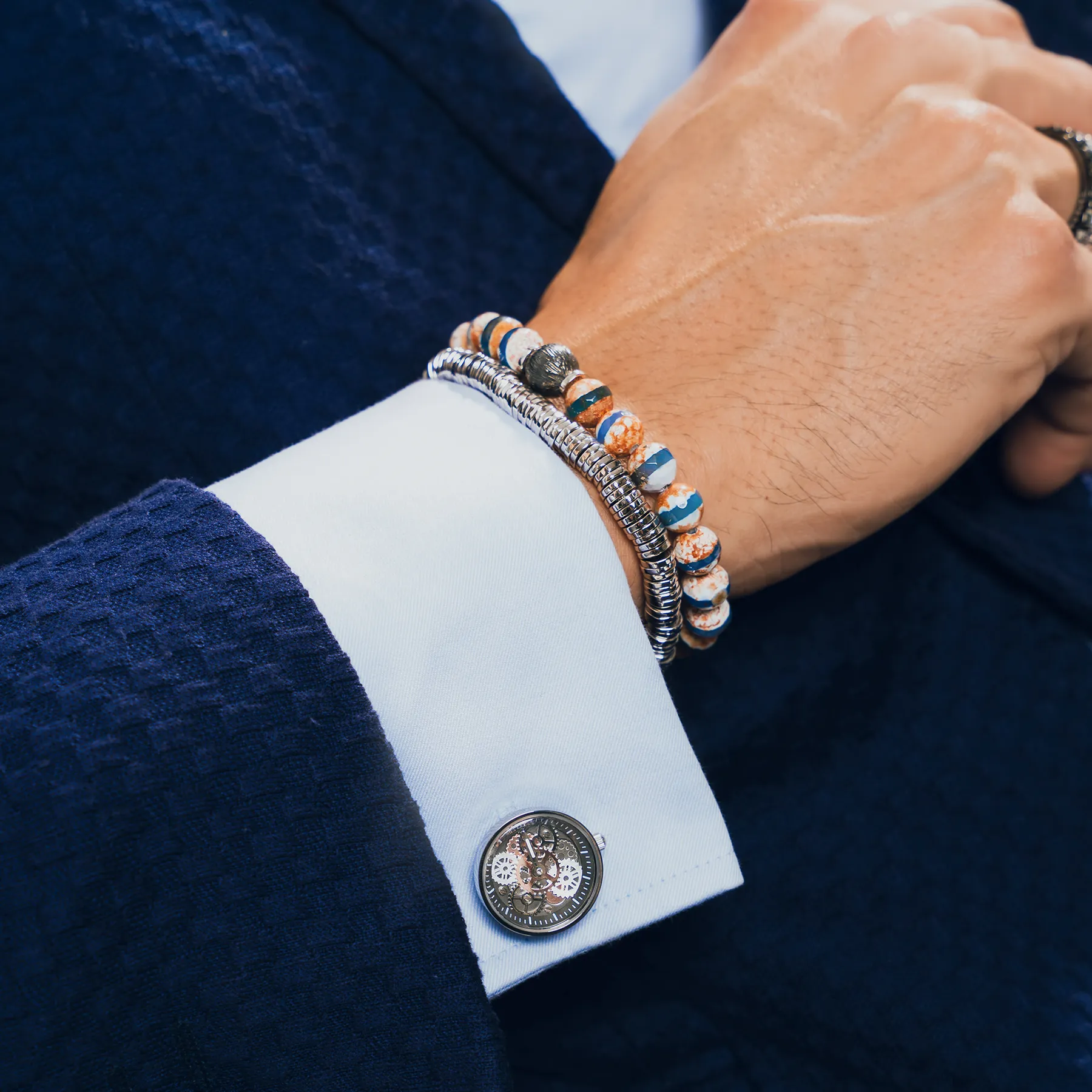 Vintage Gear Watch Cufflinks In Silver With Rhodium Plated Steel sold by Tateossian product image thumbnail 2