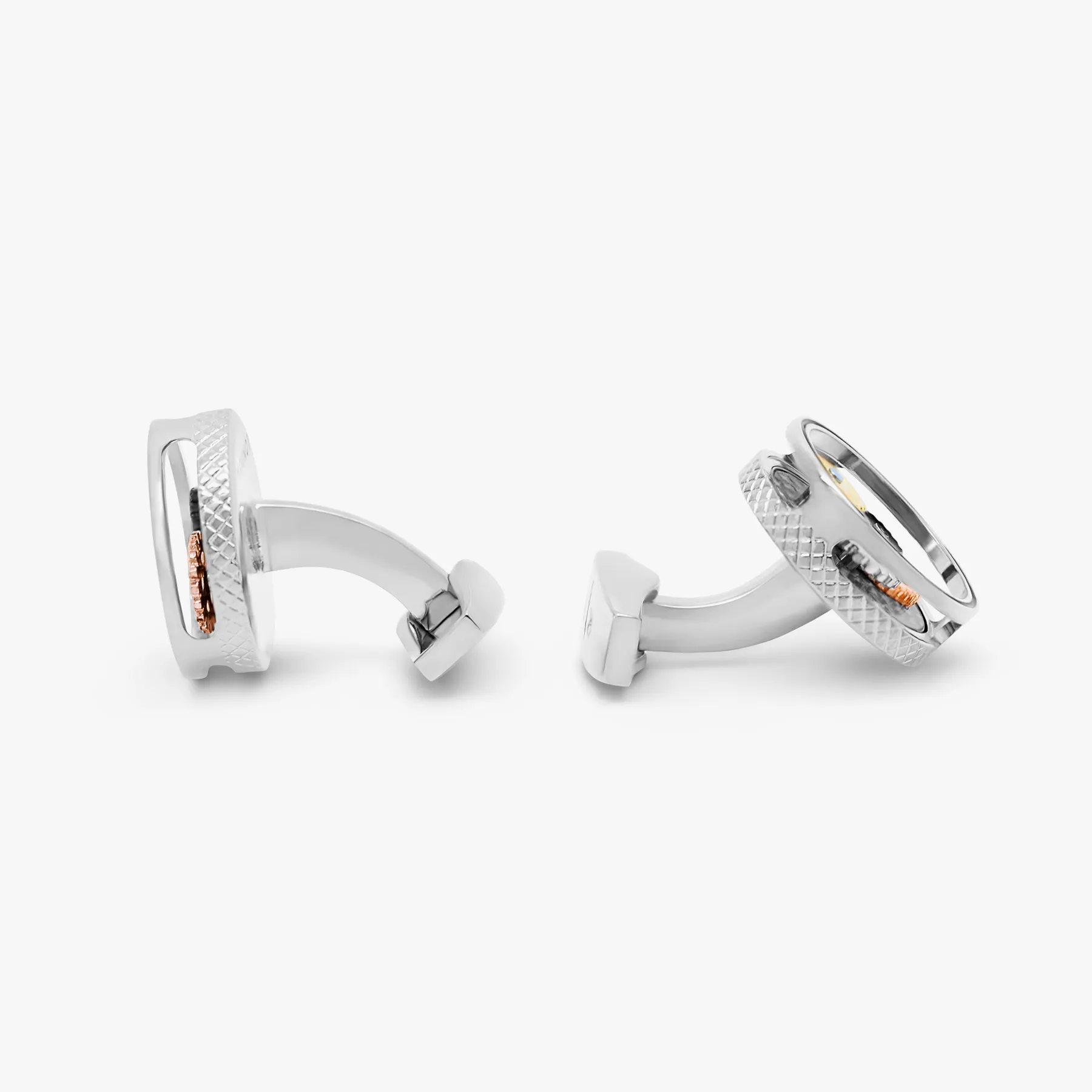 Round Carbon Gear Cufflinks in Palladium Plated sold by Tateossian product image thumbnail 2