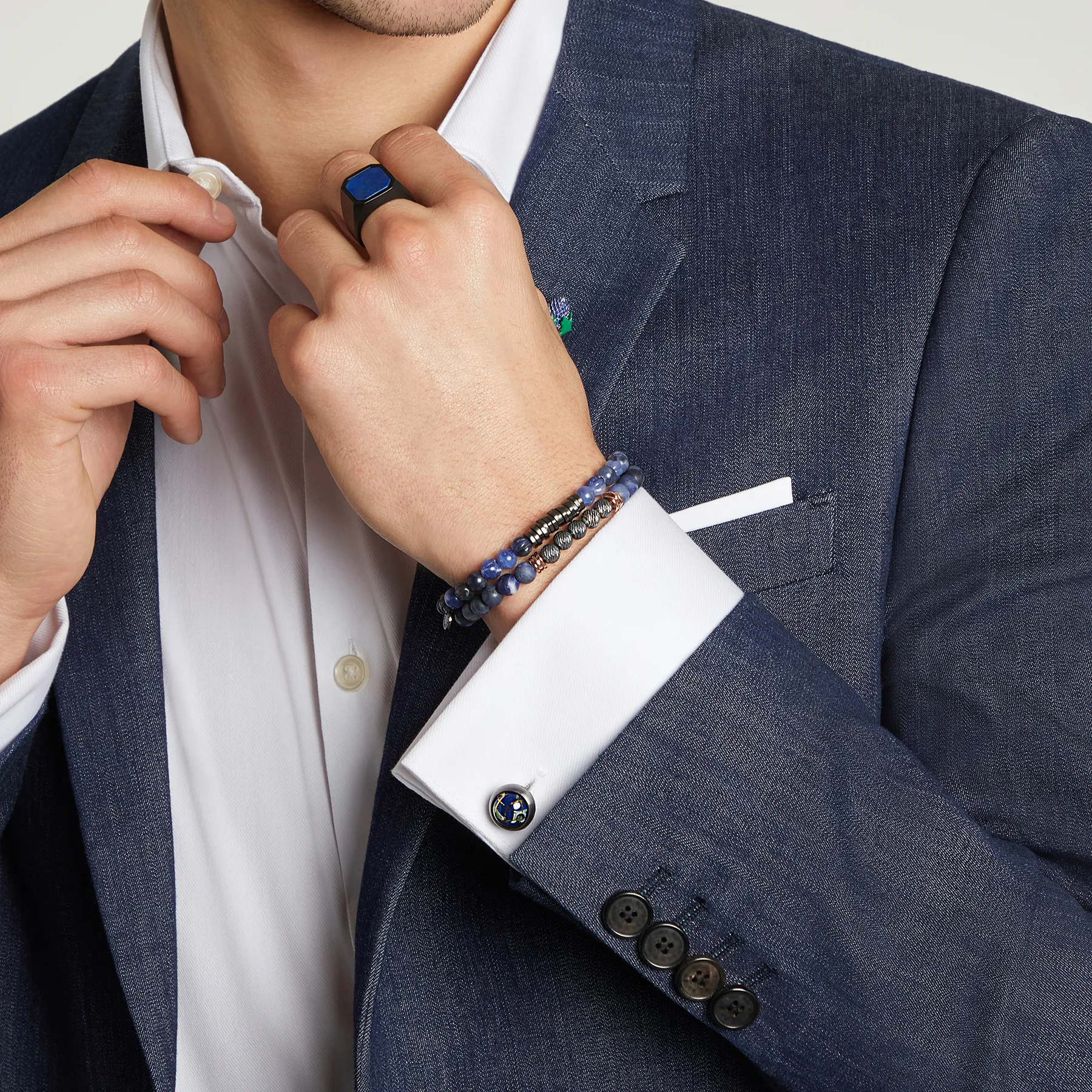 Stonehenge Graffiato Beaded Bracelet With Blue Sodalite sold by Tateossian product image thumbnail 2