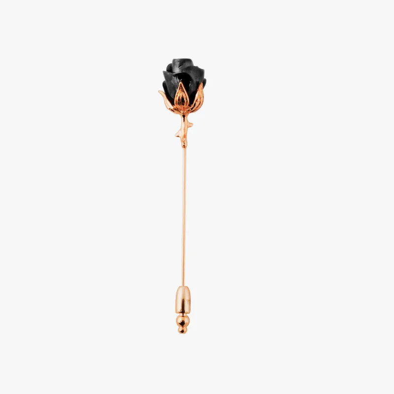 Rose Lapel Pin In Rose Gold With Gunmetal Plated sold by Tateossian
