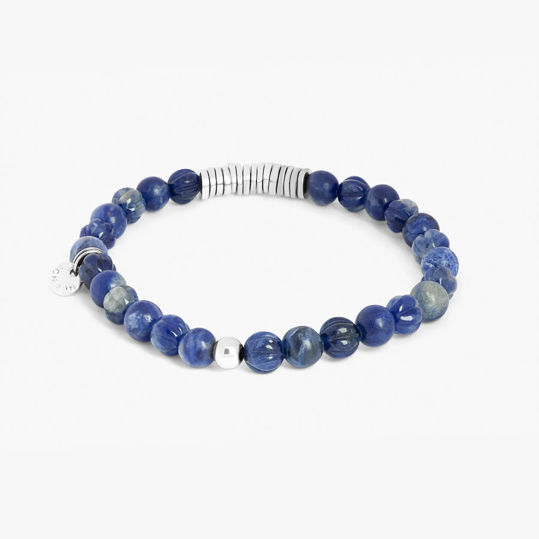 Classic Discs Beaded Bracelet In Rhodium Plated Silver With Blue Sodalite sold by Tateossian product image thumbnail 5