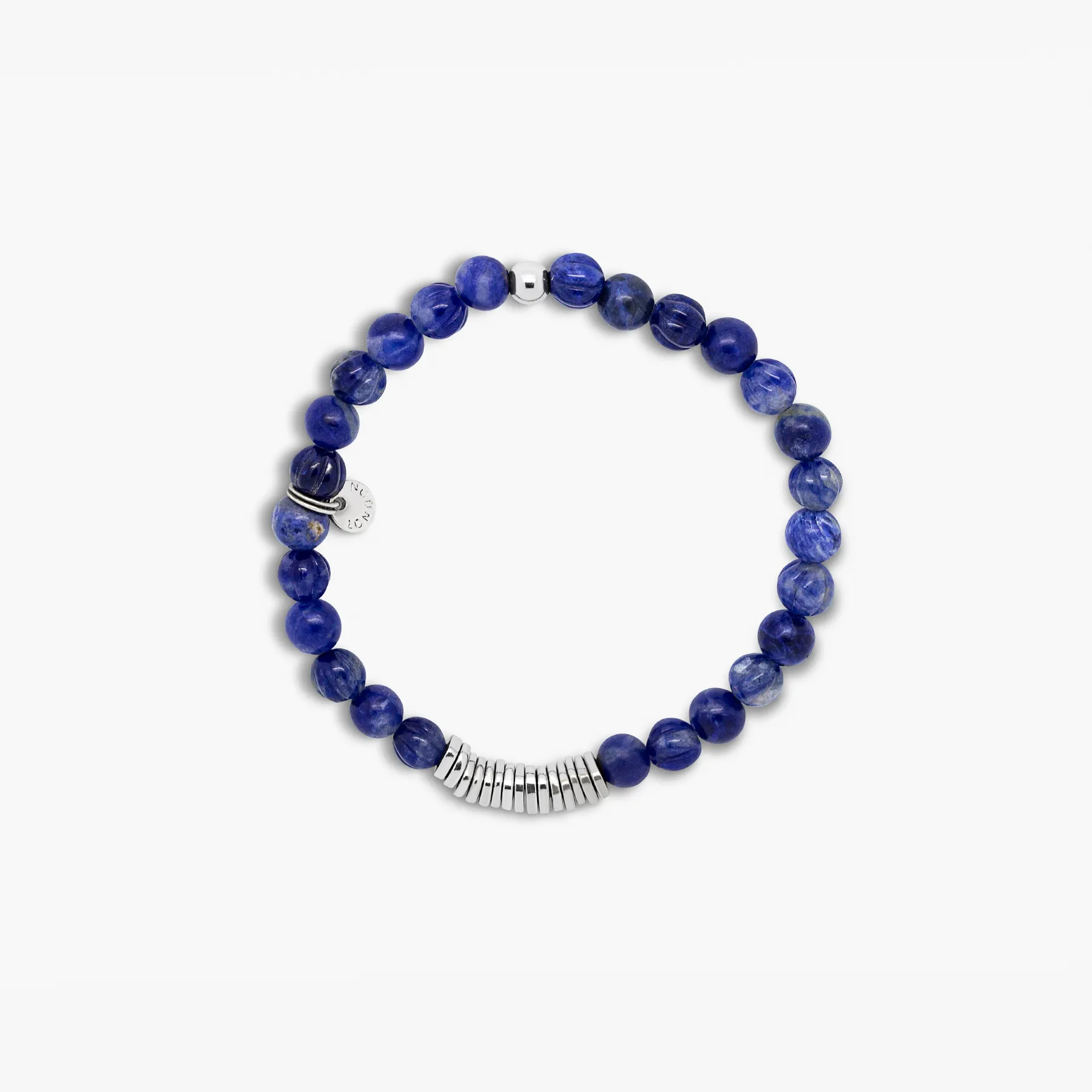 Classic Discs Beaded Bracelet In Rhodium Plated Silver With Blue Sodalite sold by Tateossian product image thumbnail 4