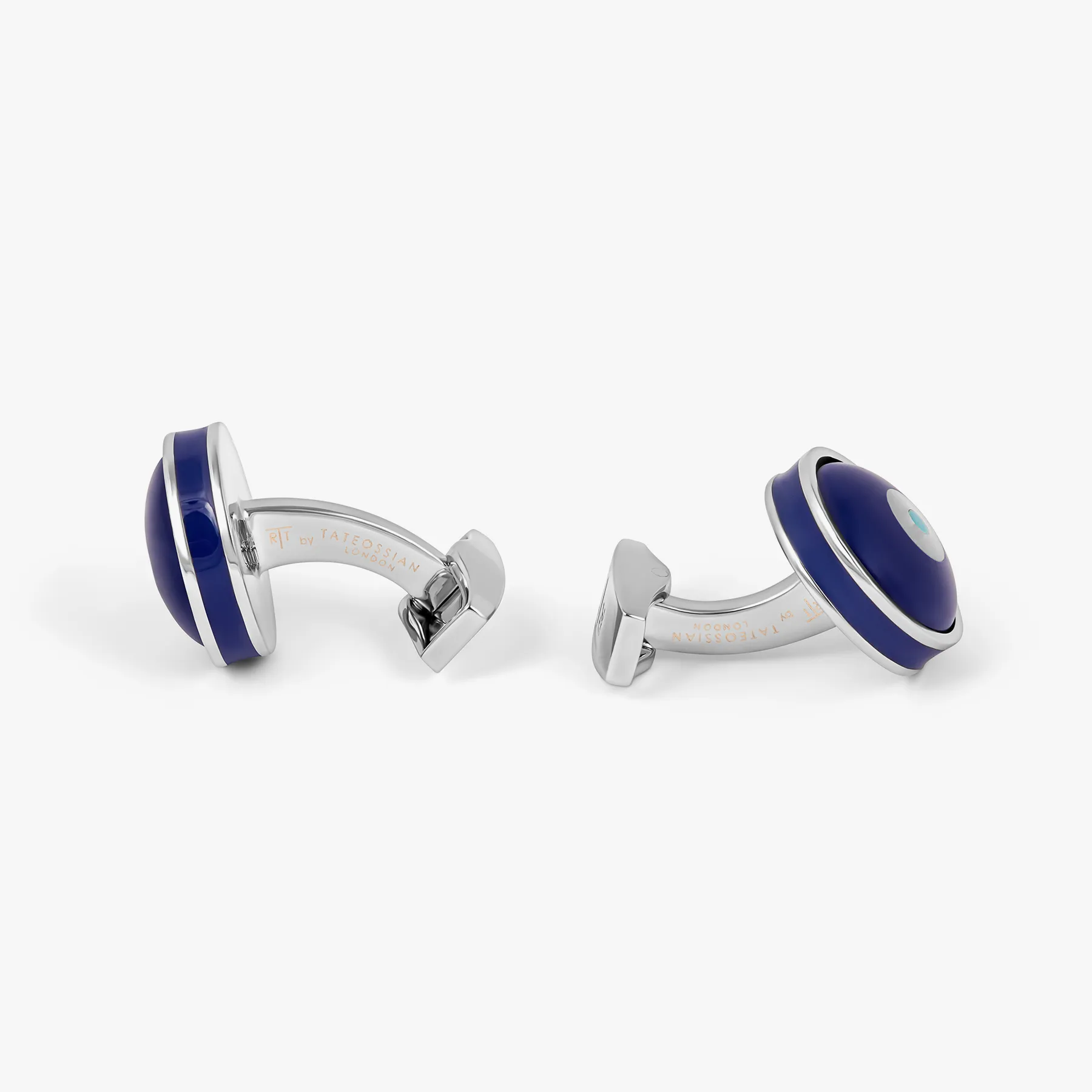 Milos Evil Eye Cufflinks in Blue Resin & White Mother of Pearl sold by Tateossian product image thumbnail 3