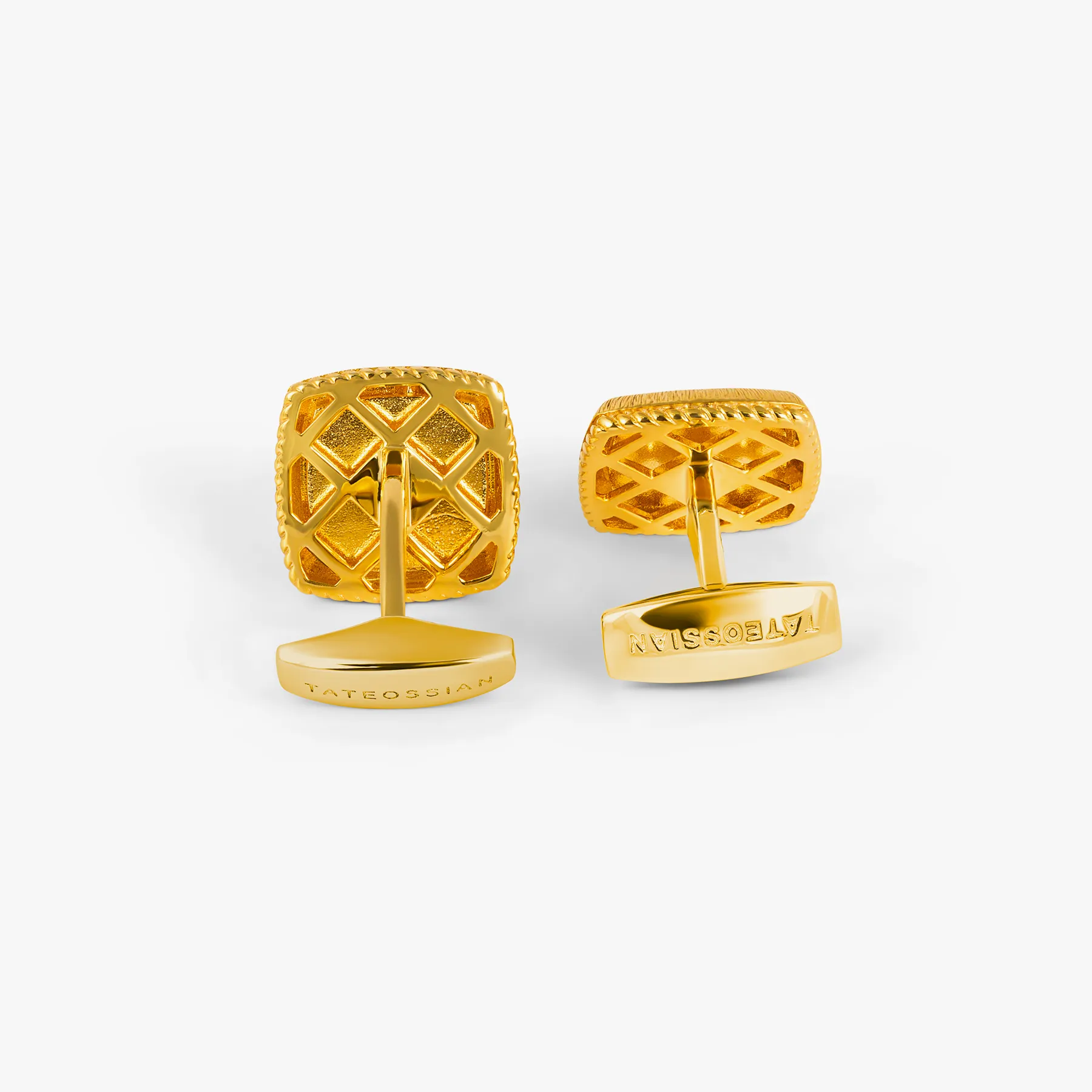 Graffiato Square Cufflinks in Yellow Gold & Mother of Pearl sold by Tateossian product image thumbnail 2