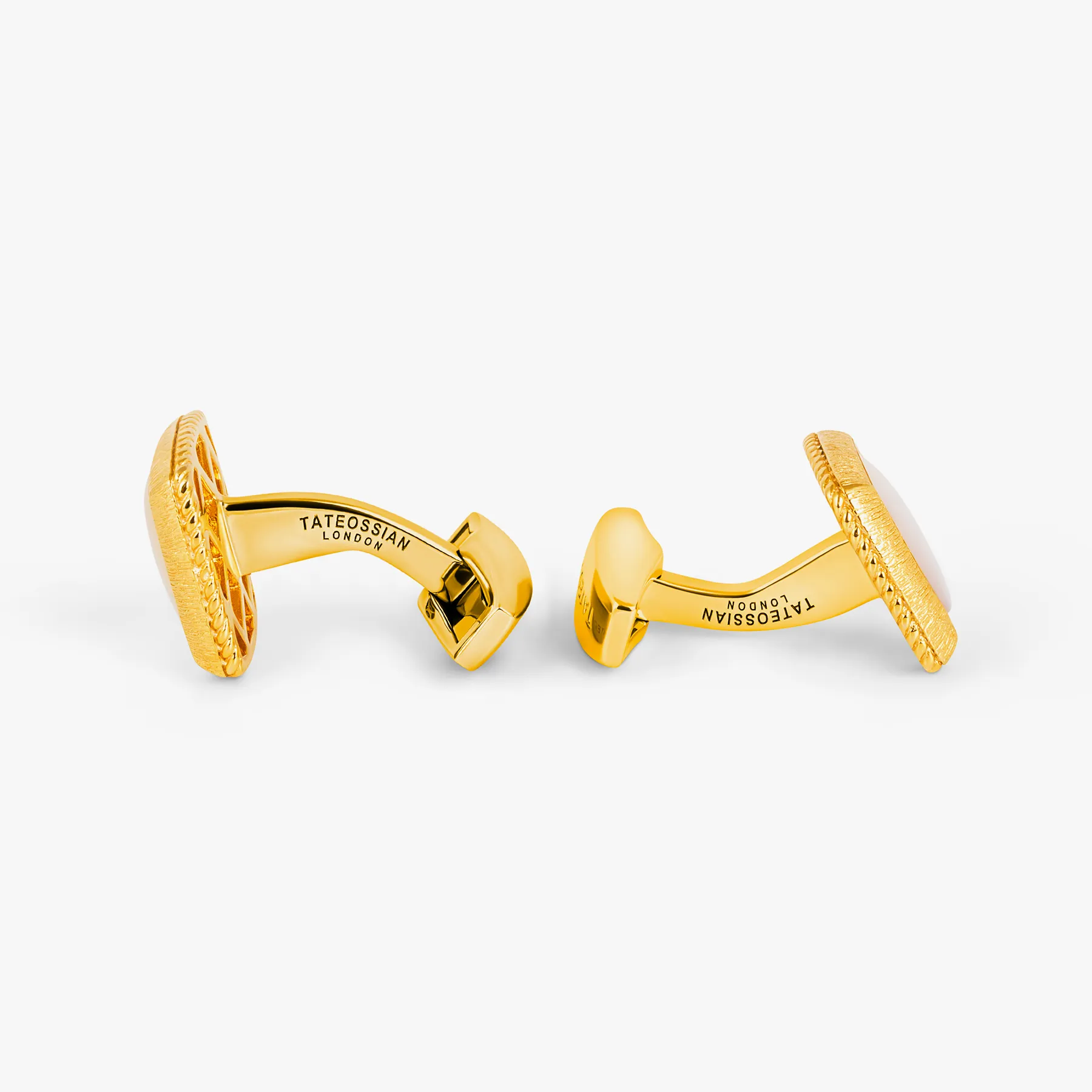Graffiato Square Cufflinks in Yellow Gold & Mother of Pearl sold by Tateossian product image thumbnail 3