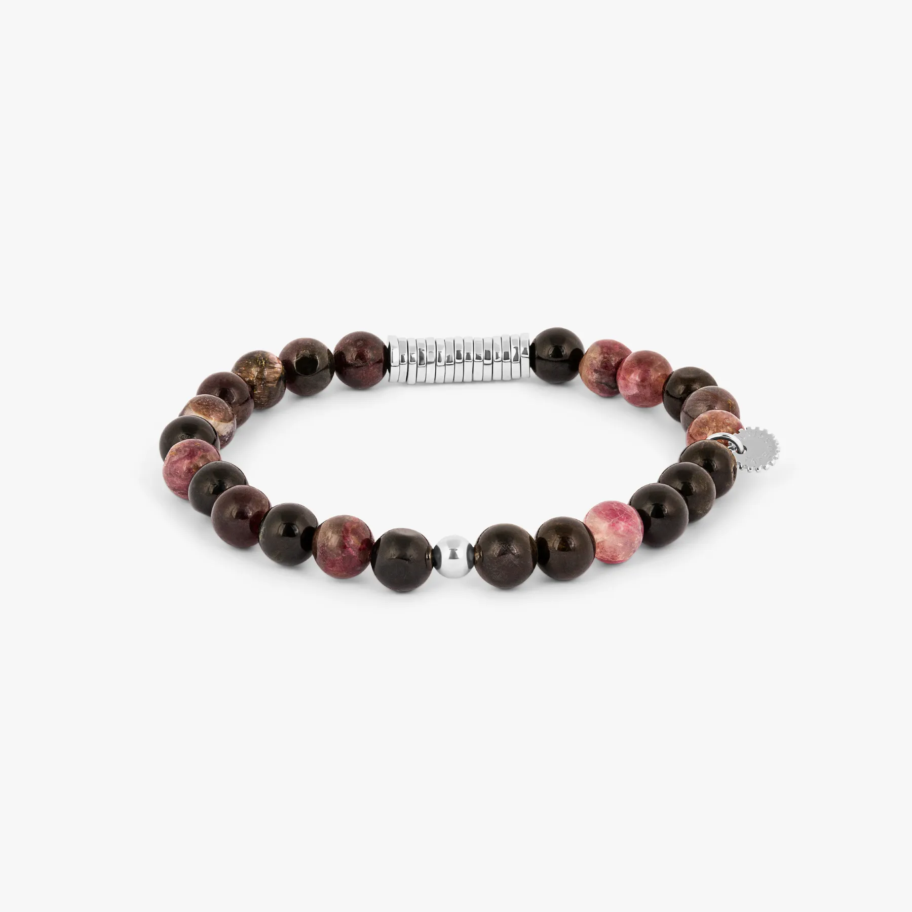 Classic Discs Beaded Bracelet in Rhodium Silver with Pink Tourmaline sold by Tateossian product image thumbnail 3