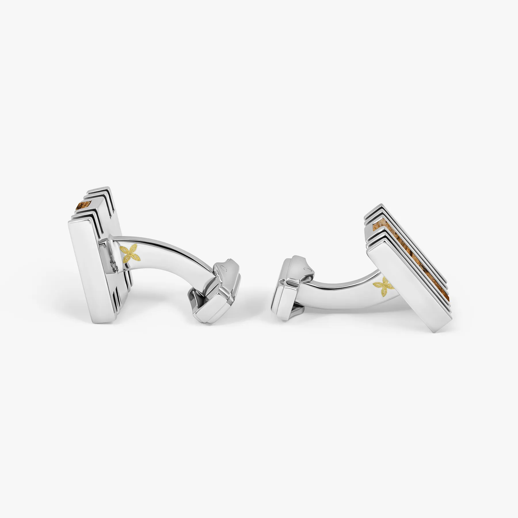 THOMPSON Summer Stripes Bar Cufflinks in Palladium Plated with Picture Jasper sold by Tateossian product image thumbnail 3