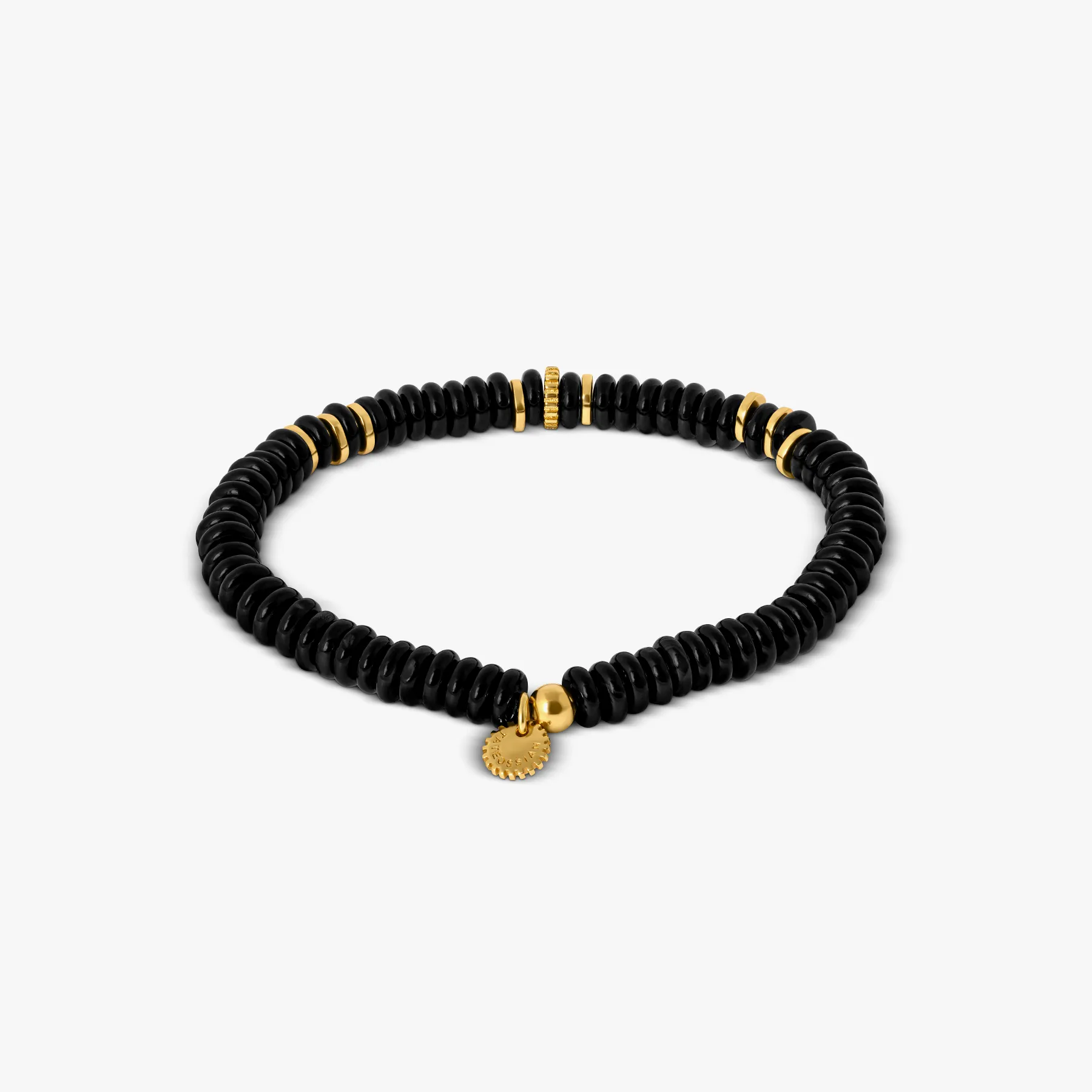 Positano Beaded Bracelet In Black With 18K Yellow Gold Plated sold by Tateossian product image thumbnail 3
