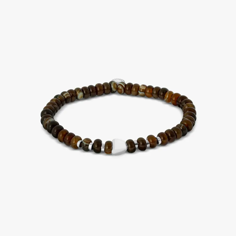 Nepal Nugget Beaded Bracelet With Brown Agate sold by Tateossian