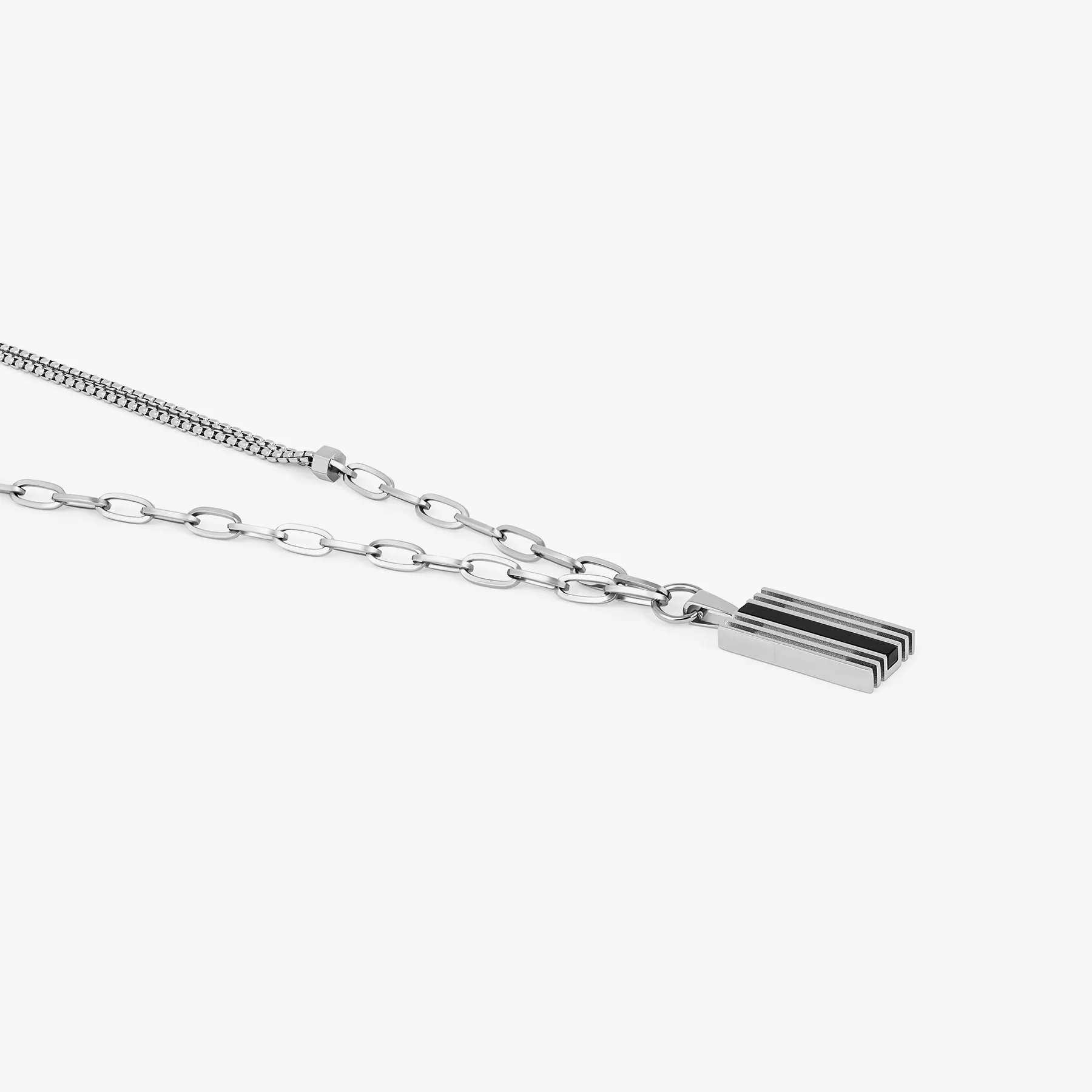 THOMPSON Stripe Grill Mixed Chain Necklace In Stainless Steel sold by Tateossian product image thumbnail 3