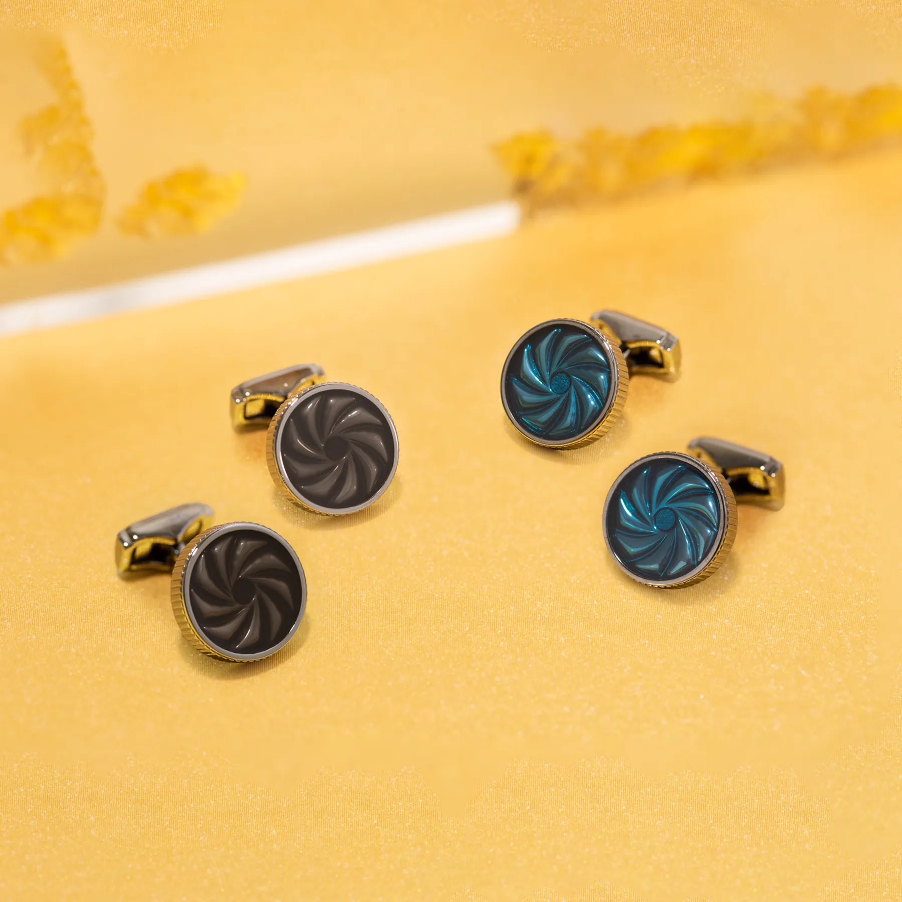 THOMPSON Optical Lens Cufflinks In Black With Palladium Plated sold by Tateossian product image thumbnail 4