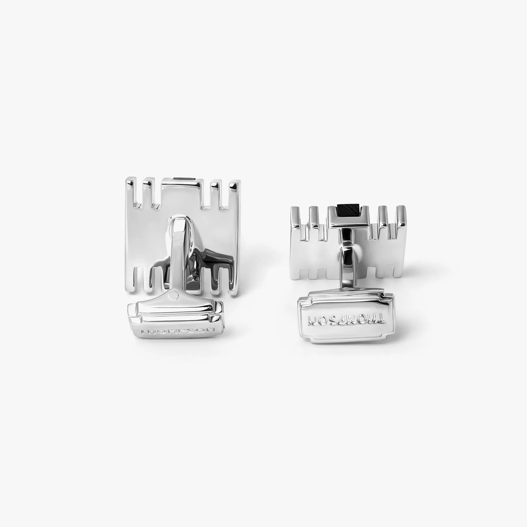 THOMPSON Summer Stripes Bar Cufflinks With Onyx And Palladium Plated sold by Tateossian product image thumbnail 2