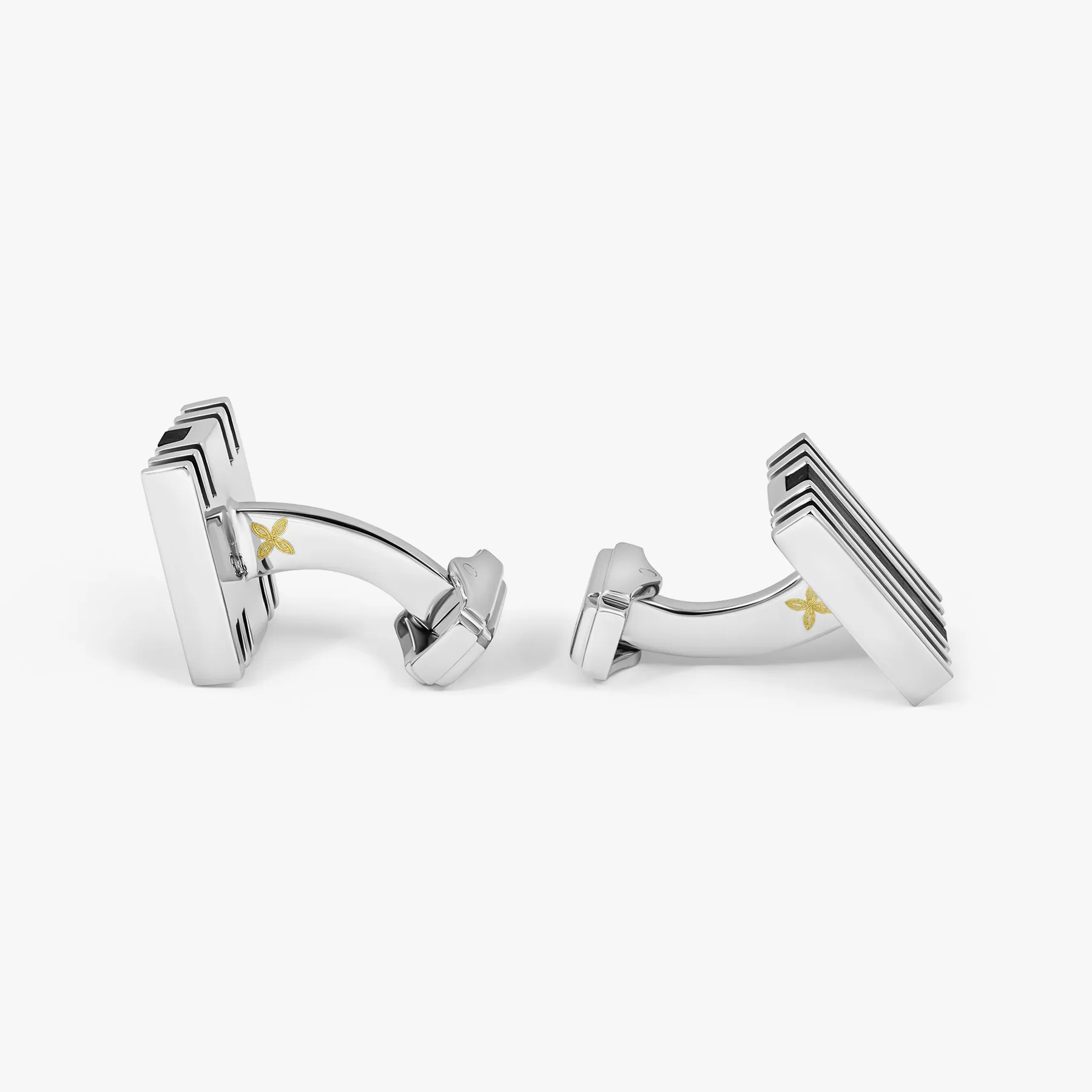 THOMPSON Summer Stripes Bar Cufflinks With Onyx And Palladium Plated sold by Tateossian product image thumbnail 3