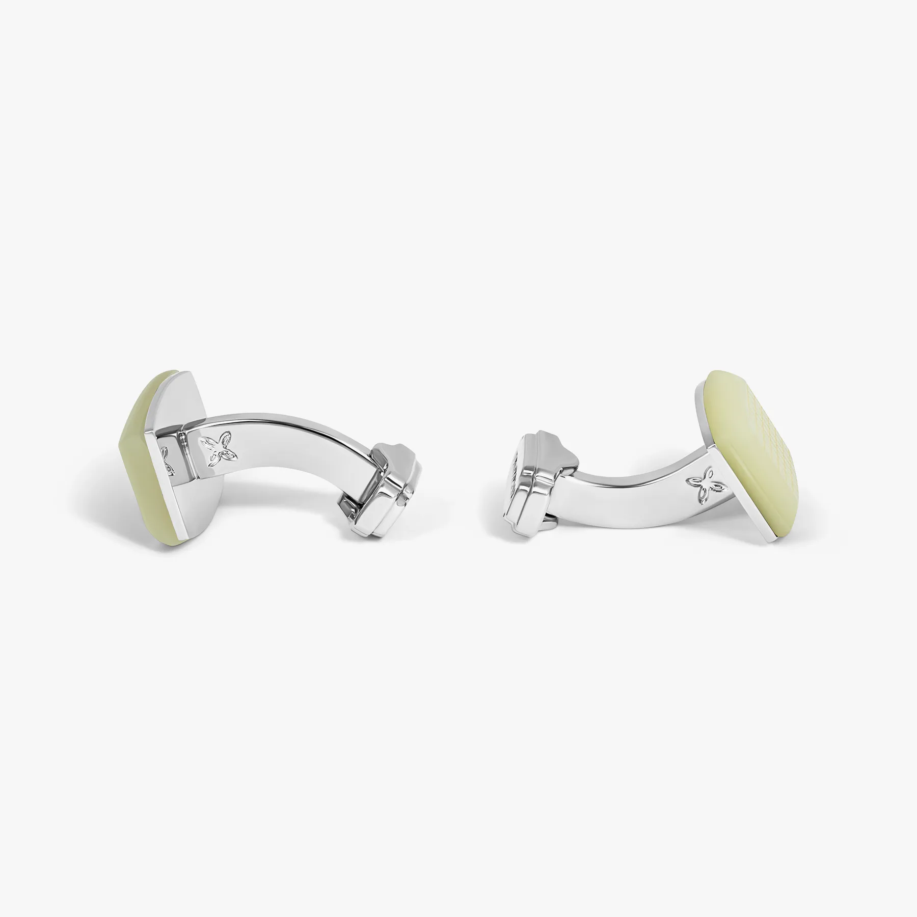 THOMPSON Woven Tonneau Cufflinks In White Bronze and White MOP sold by Tateossian product image thumbnail 3