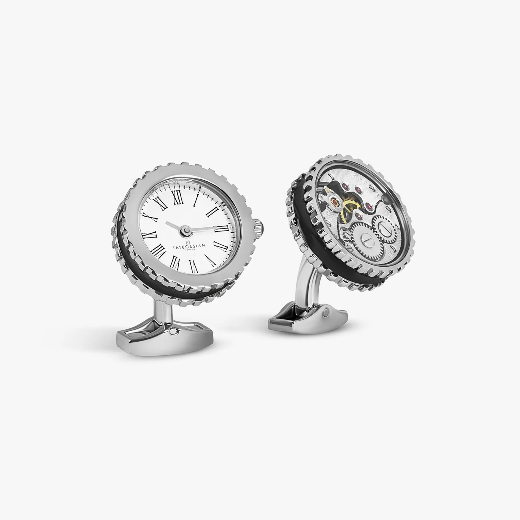 Vintage Heritage Skeleton Watch Cufflinks In Palladium Plated Silver sold by Tateossian