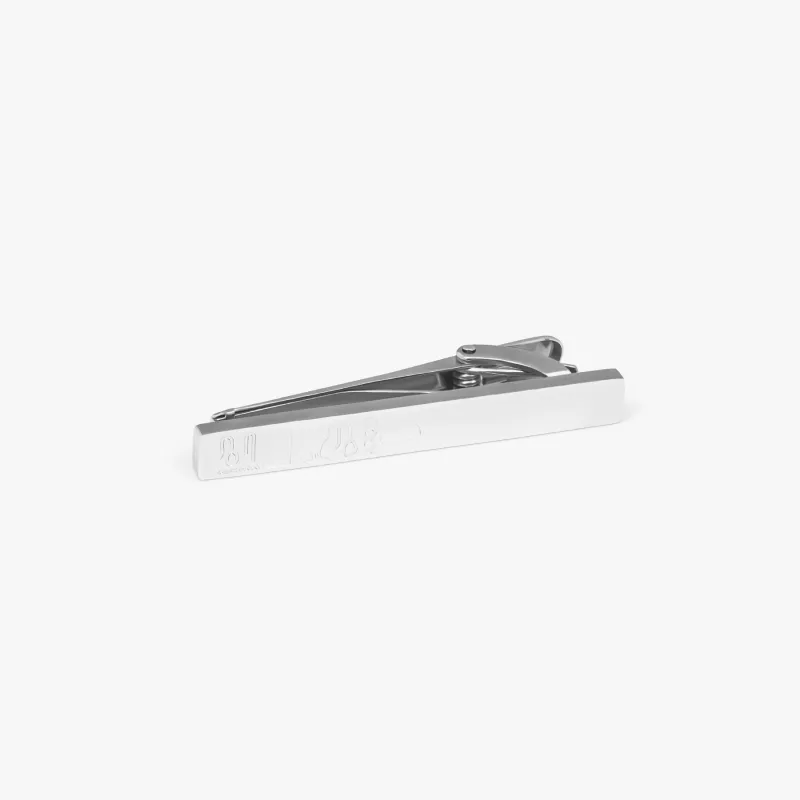 THOMPSON Silver Stainless Steel Hieroglyphic Tie Clip sold by Tateossian