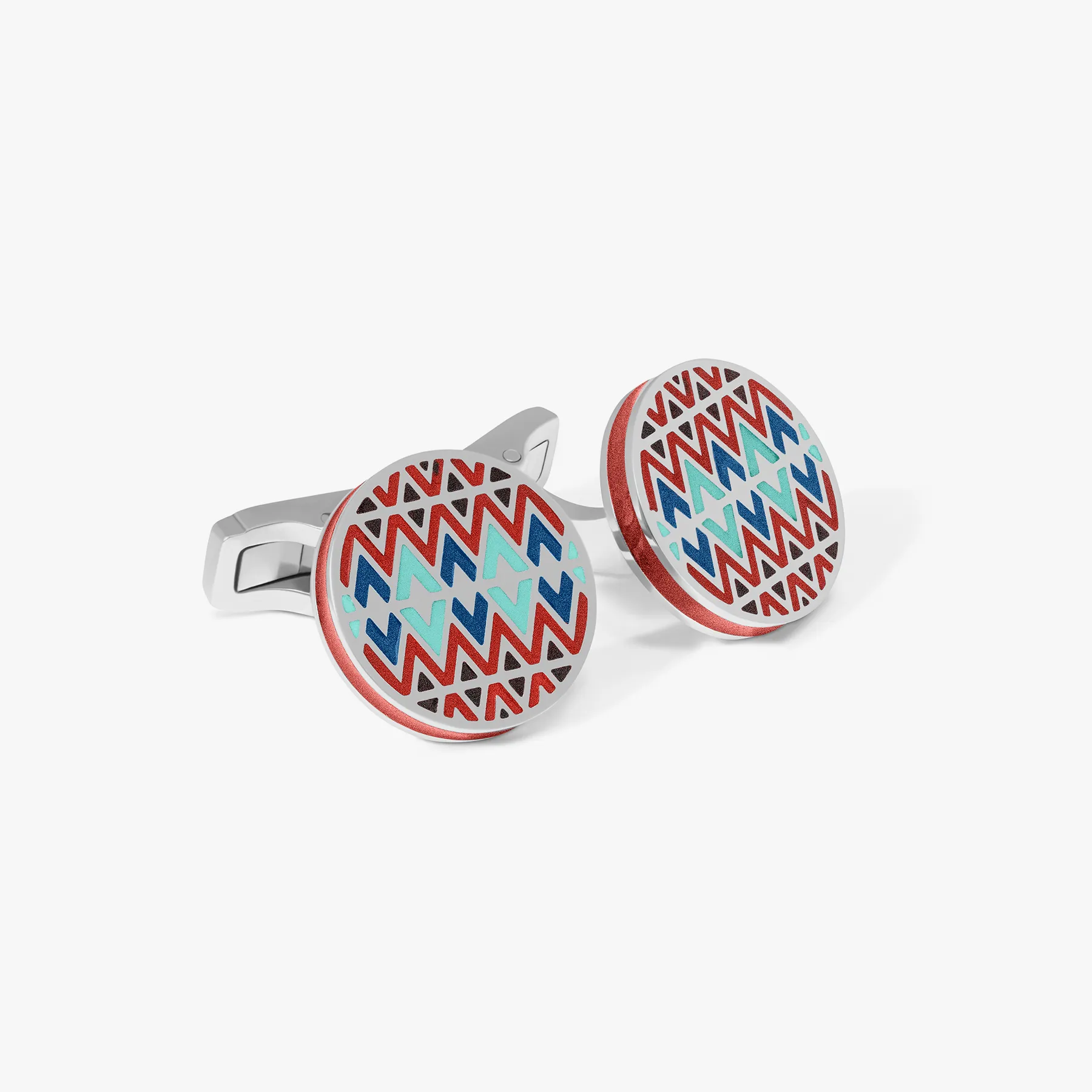 THOMPSON Red Stainless Steel Cairo Cufflinks sold by Tateossian