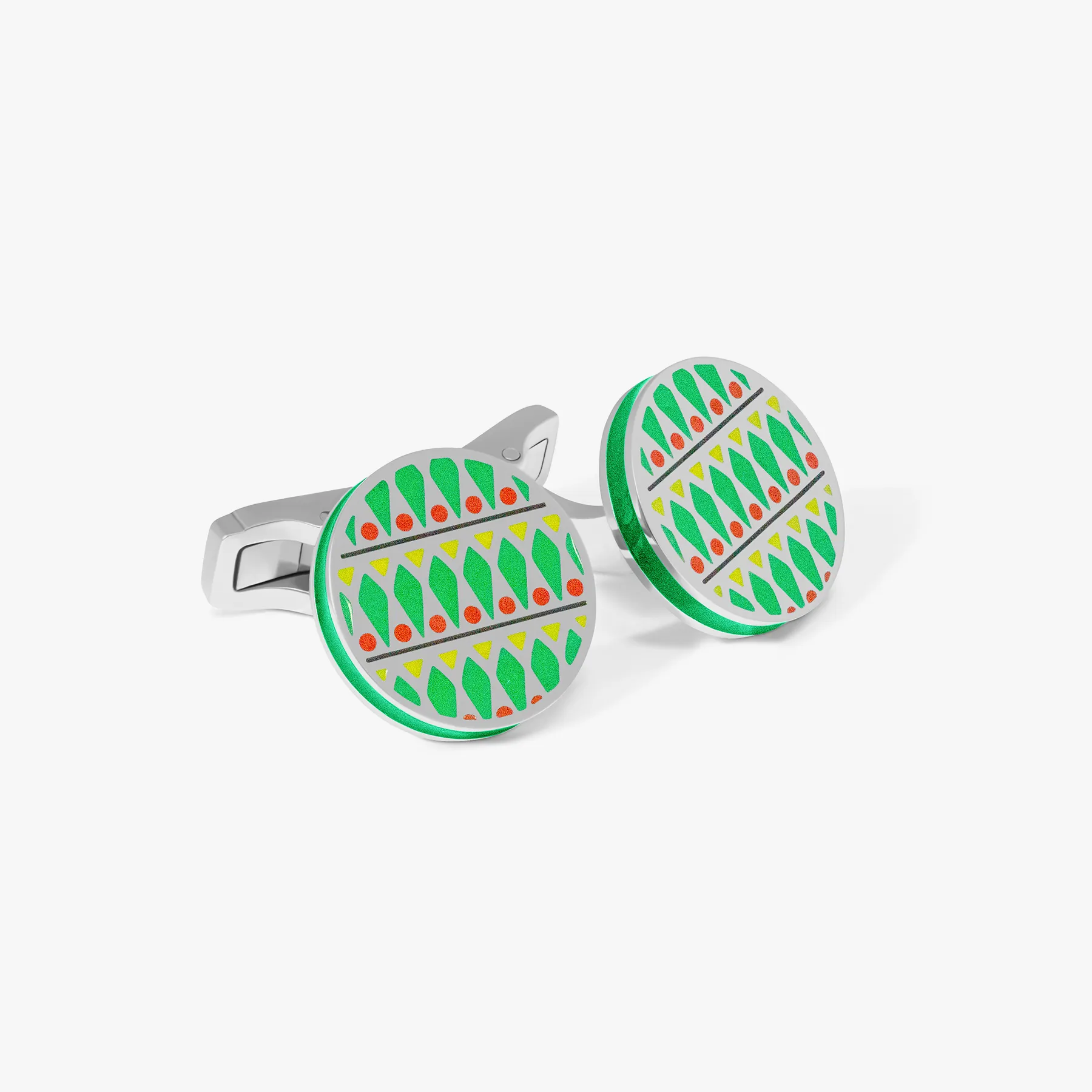 THOMPSON Green Stainless Steel Cairo Cufflinks sold by Tateossian