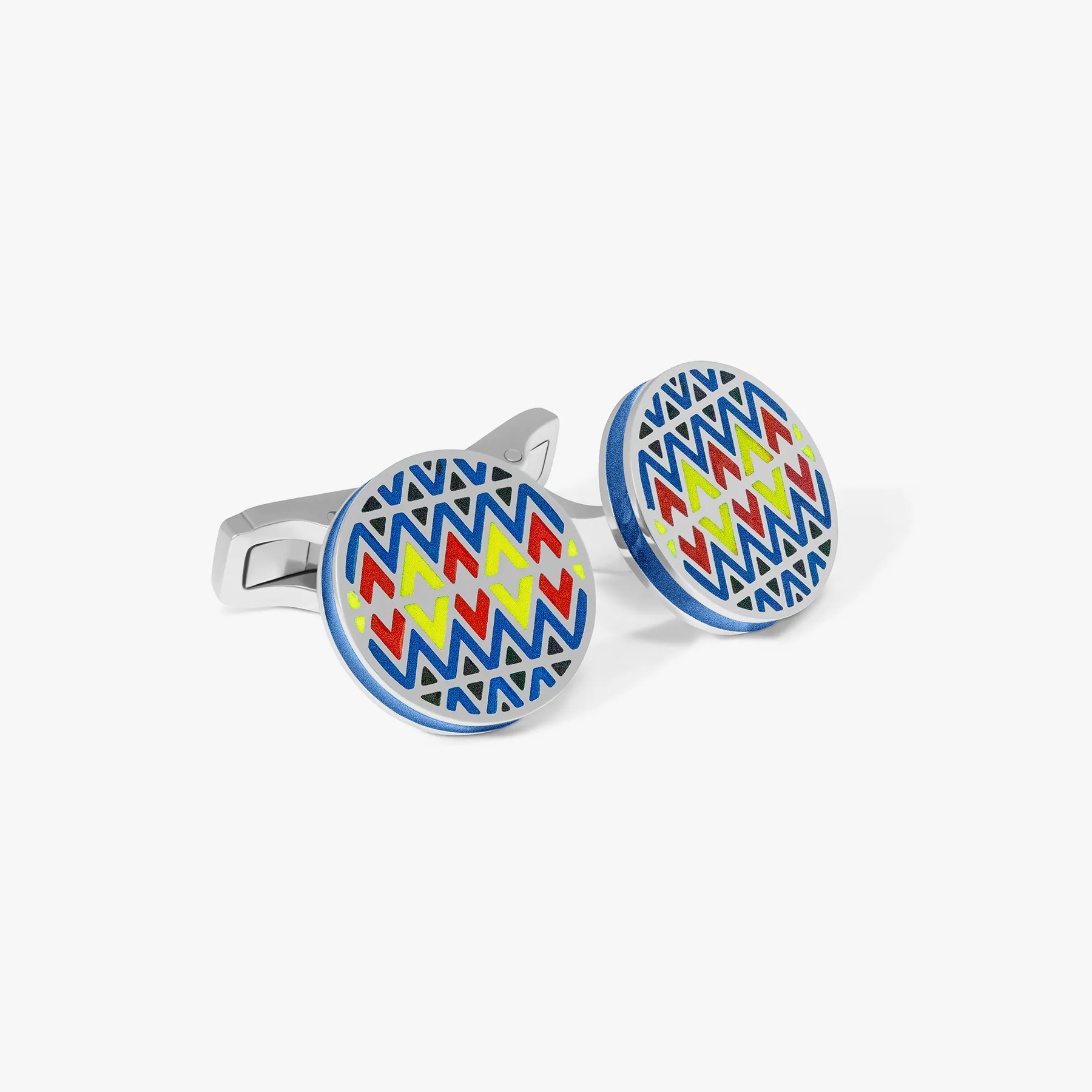 THOMPSON Blue Stainless Steel Cairo Cufflinks sold by Tateossian