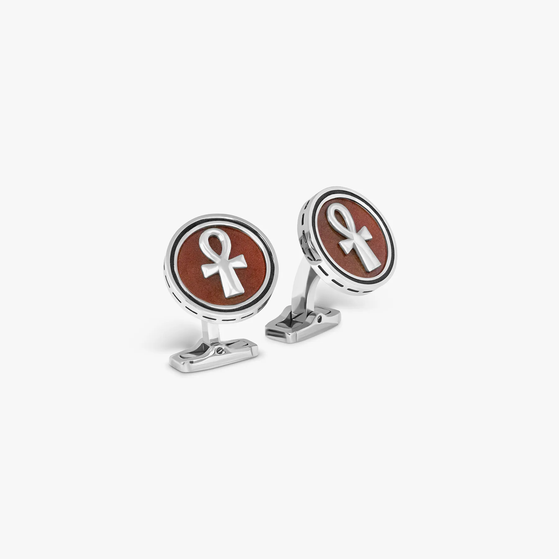 THOMPSON Red Stainless Steel Egyptian Icon Cufflinks sold by Tateossian