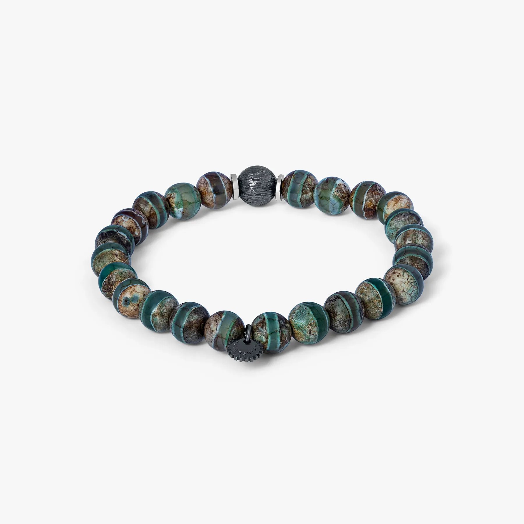 Lhasa Graffiato Beaded Bracelet in Black Ruthenium Plated with Green Agate sold by Tateossian product image thumbnail 2