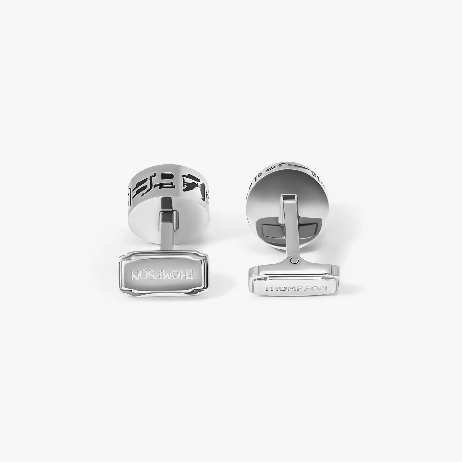 THOMPSON Black Stainless Steel Hieroglyphic Cufflinks sold by Tateossian product image thumbnail 3