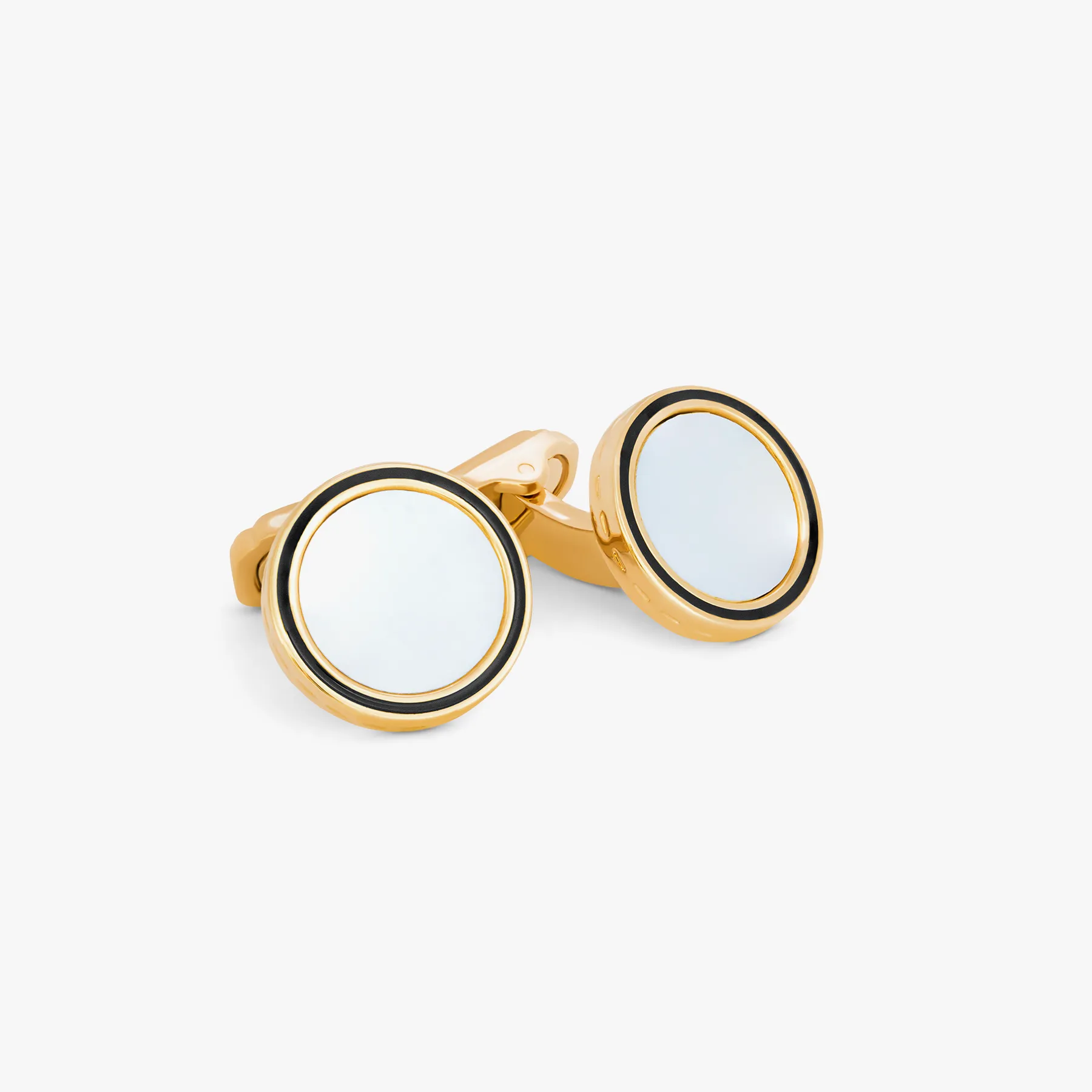 THOMPSON Tambor Cufflinks In Yellow Gold Plated and White MOP sold by Tateossian