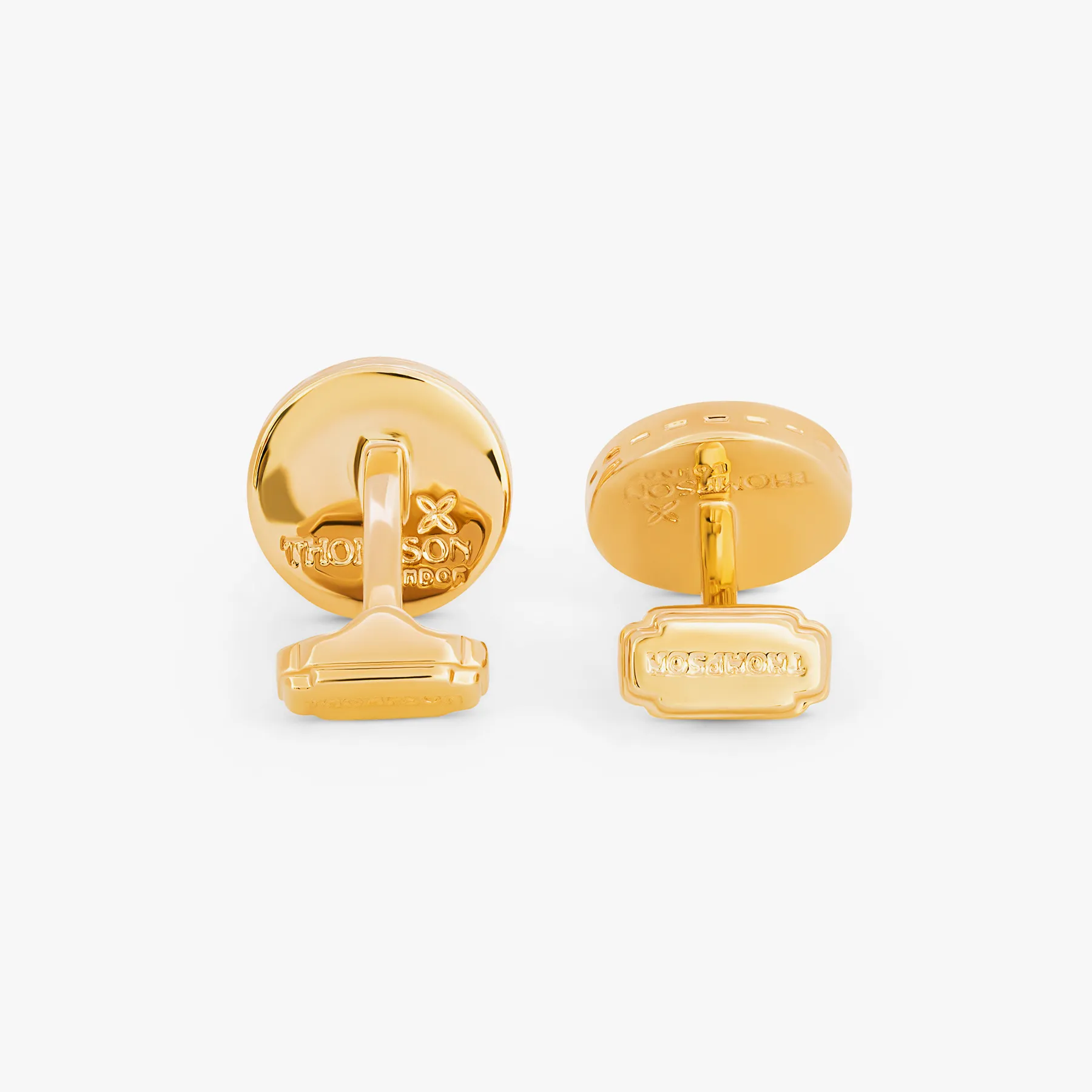 THOMPSON Tambor Cufflinks In Yellow Gold Plated and White MOP sold by Tateossian product image thumbnail 2