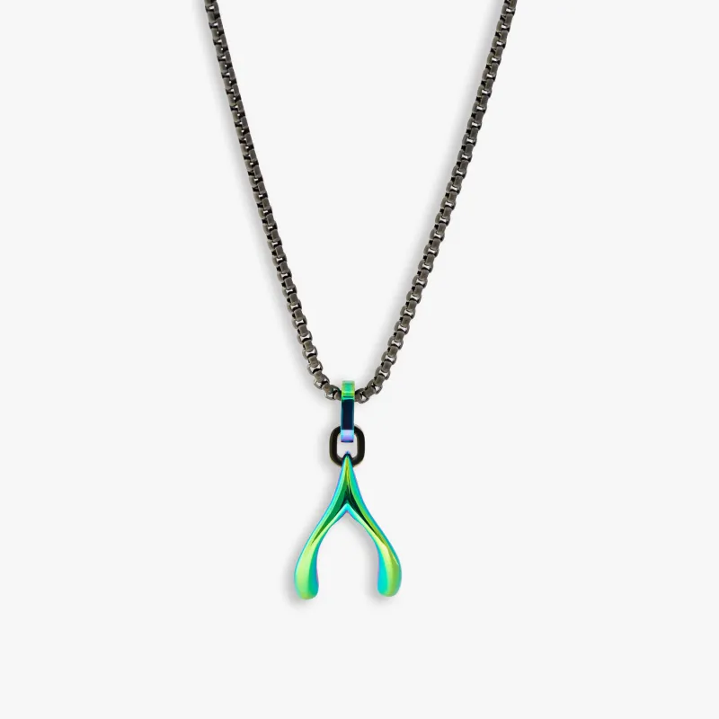 THOMPSON Iridescent Wishbone necklace sold by Tateossian