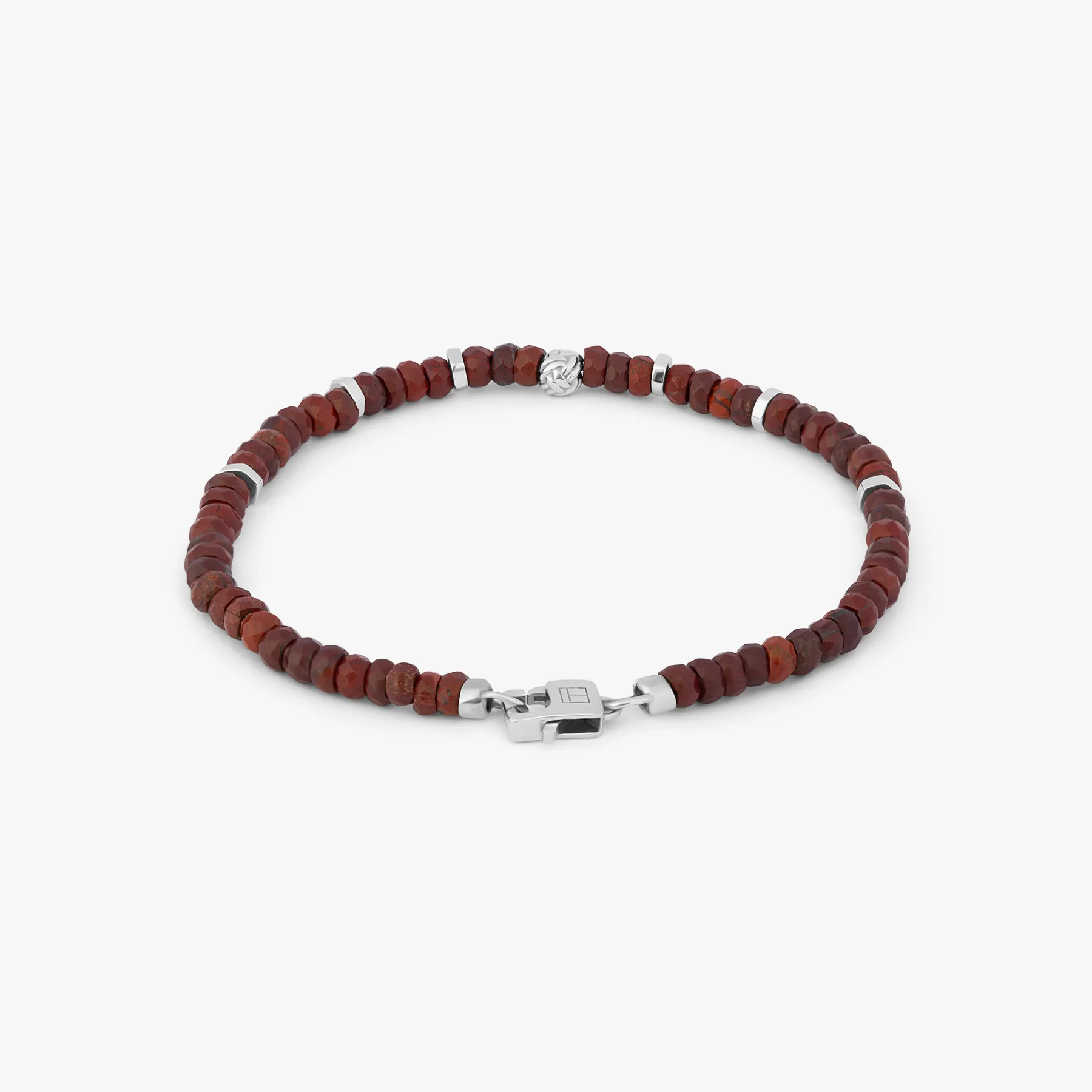 Nodo Beaded Bracelet in Rhodium Silver with Red Jasper sold by Tateossian product image thumbnail 3