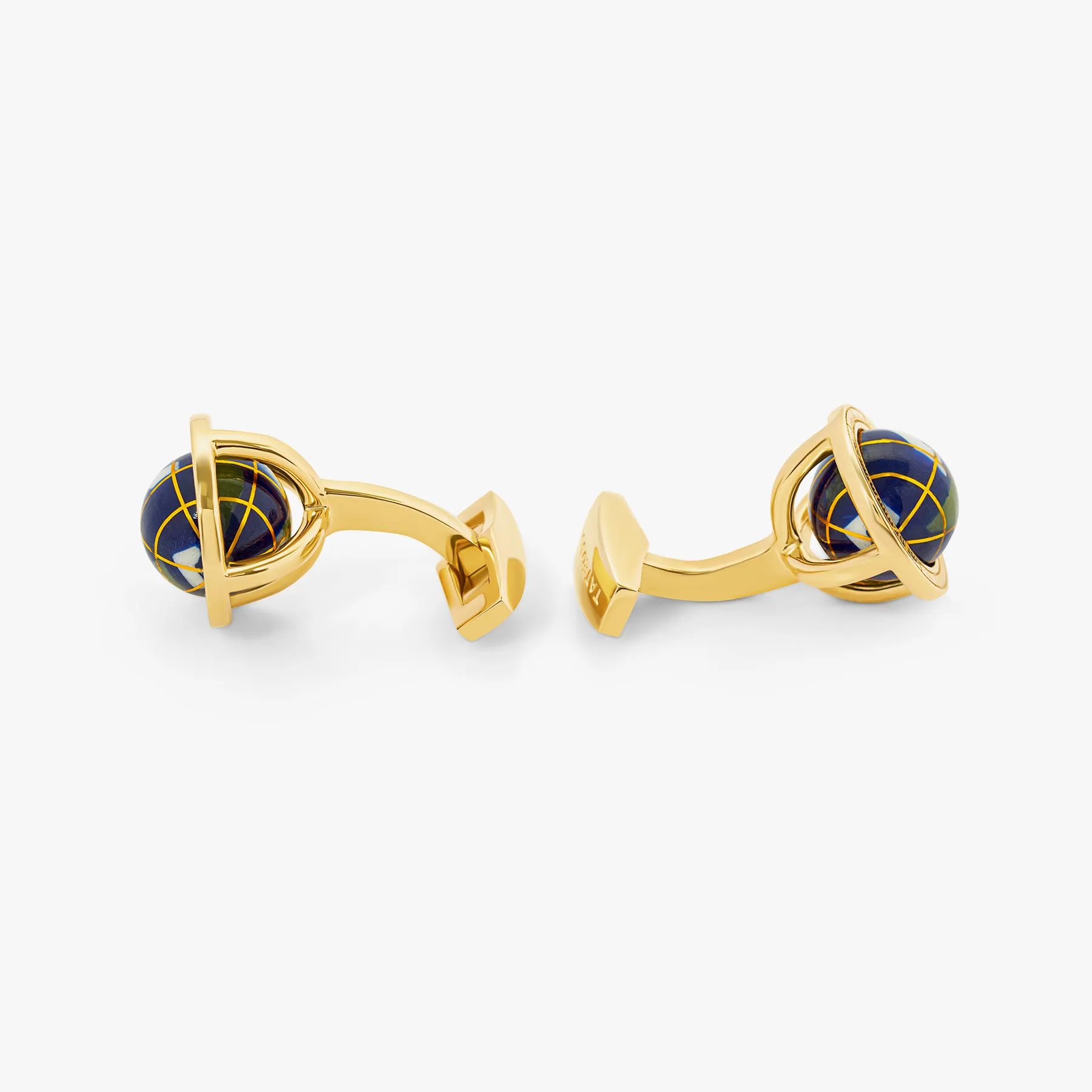 Globe Cufflinks In Yellow Gold Plated Silver with Blue Lapis sold by Tateossian product image thumbnail 2