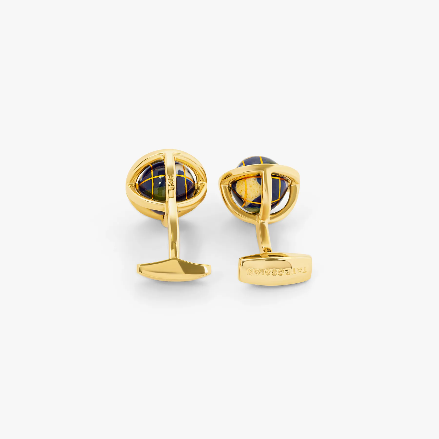 Globe Cufflinks In Yellow Gold Plated Silver with Blue Lapis sold by Tateossian product image thumbnail 3