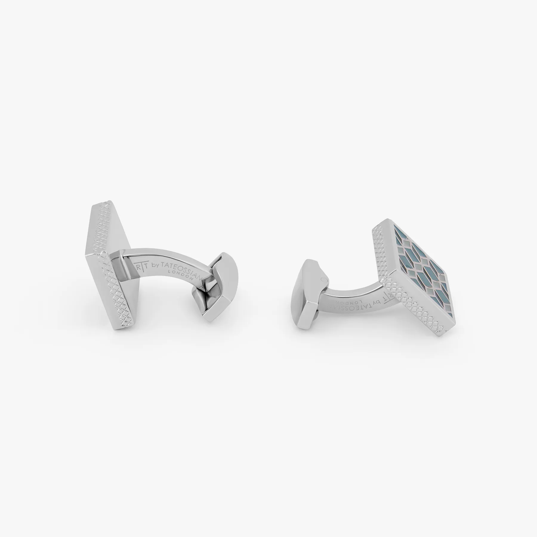 Geometric Cufflinks In Palladium plated with grey enamel sold by Tateossian product image thumbnail 2