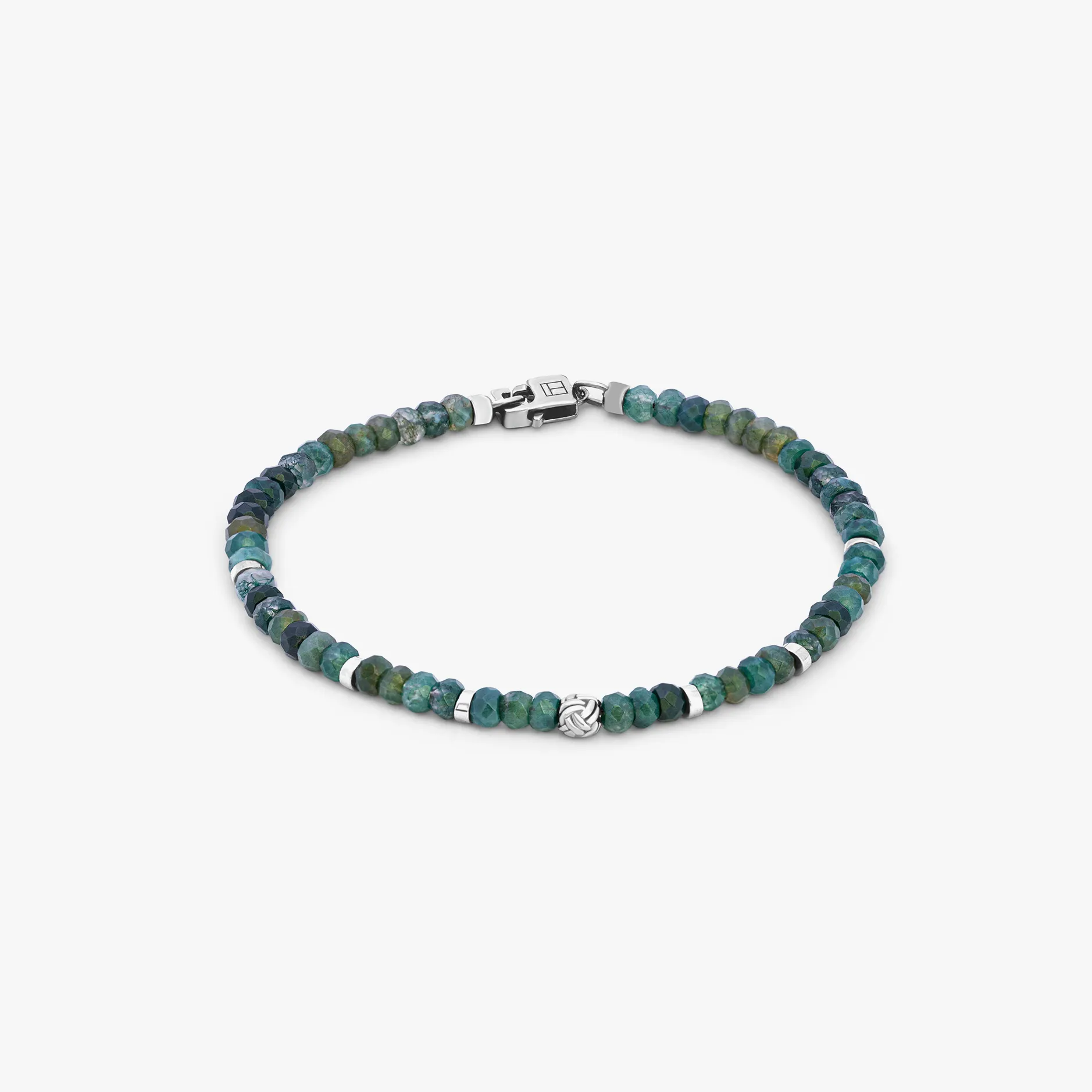 Nodo Beaded Bracelet In Green Moss Agate sold by Tateossian