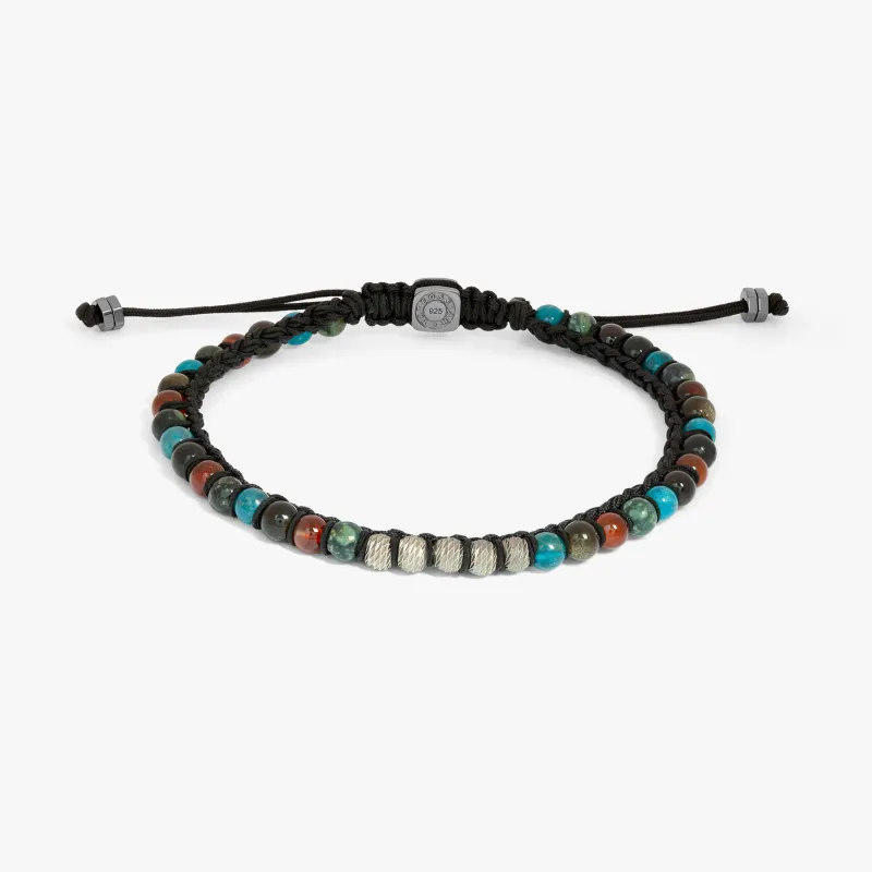 Sennit Bracelet In Rhodium Plated Silver with Semi-Precious Beads sold by Tateossian