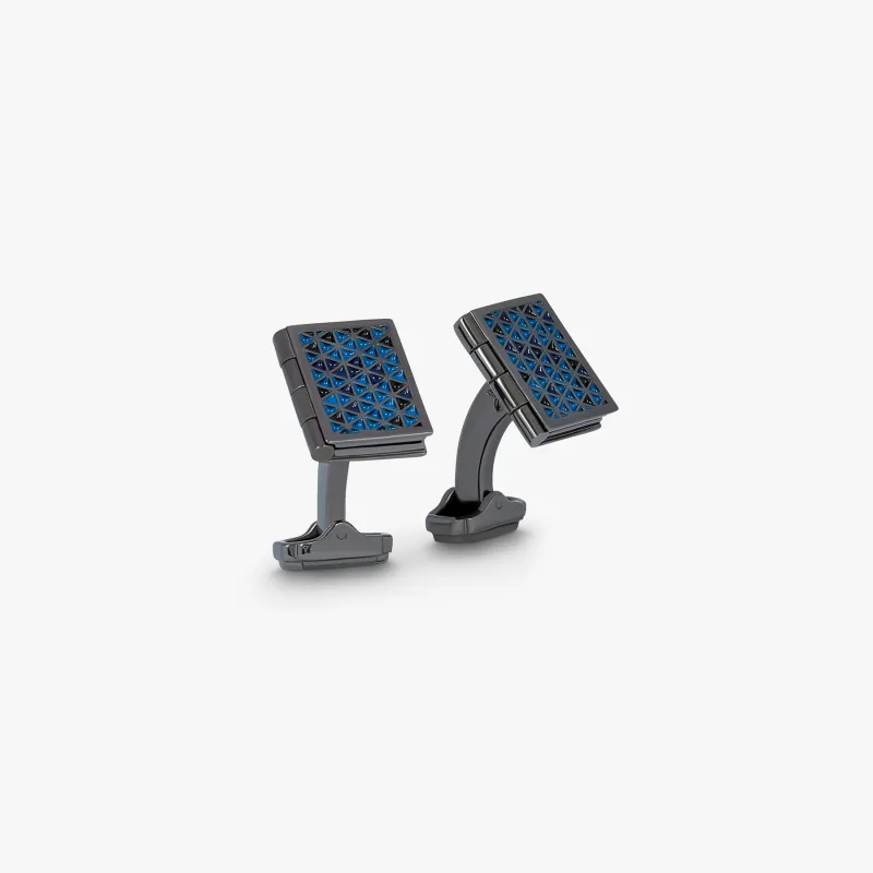 THOMPSON Journal cufflinks with blue enamel sold by Tateossian