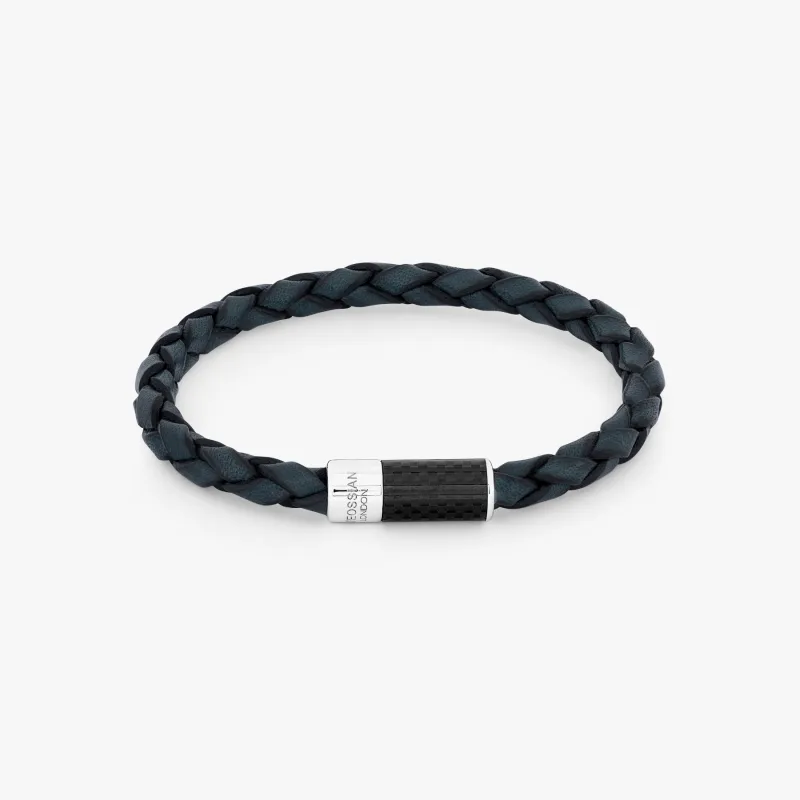 Carbon Pop Leather Bracelet In Blue sold by Tateossian