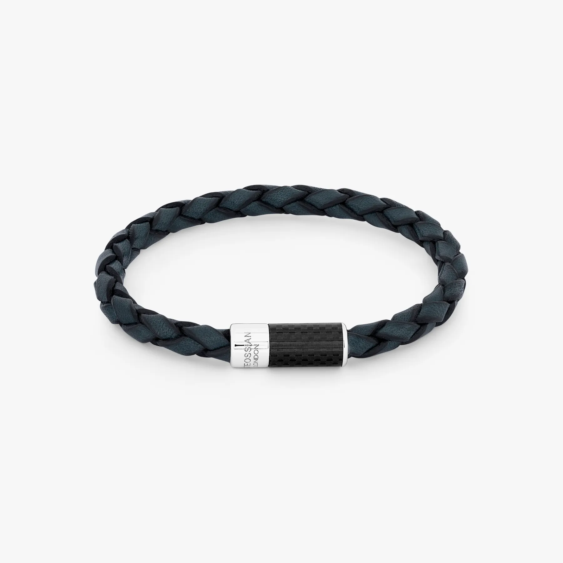Carbon Pop Leather Bracelet In Blue sold by Tateossian