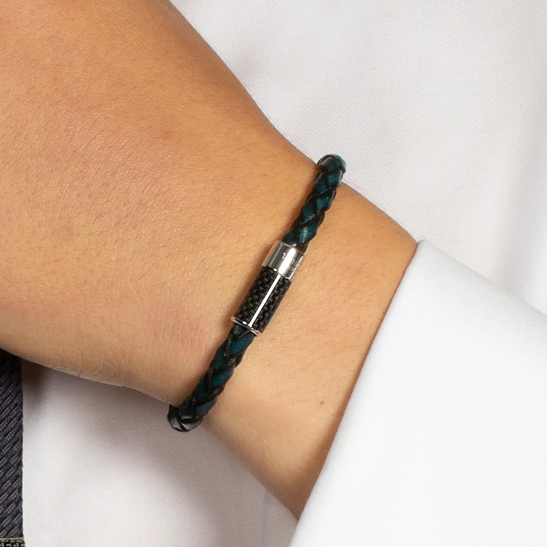 Carbon Pop Leather Bracelet In Blue sold by Tateossian product image thumbnail 2