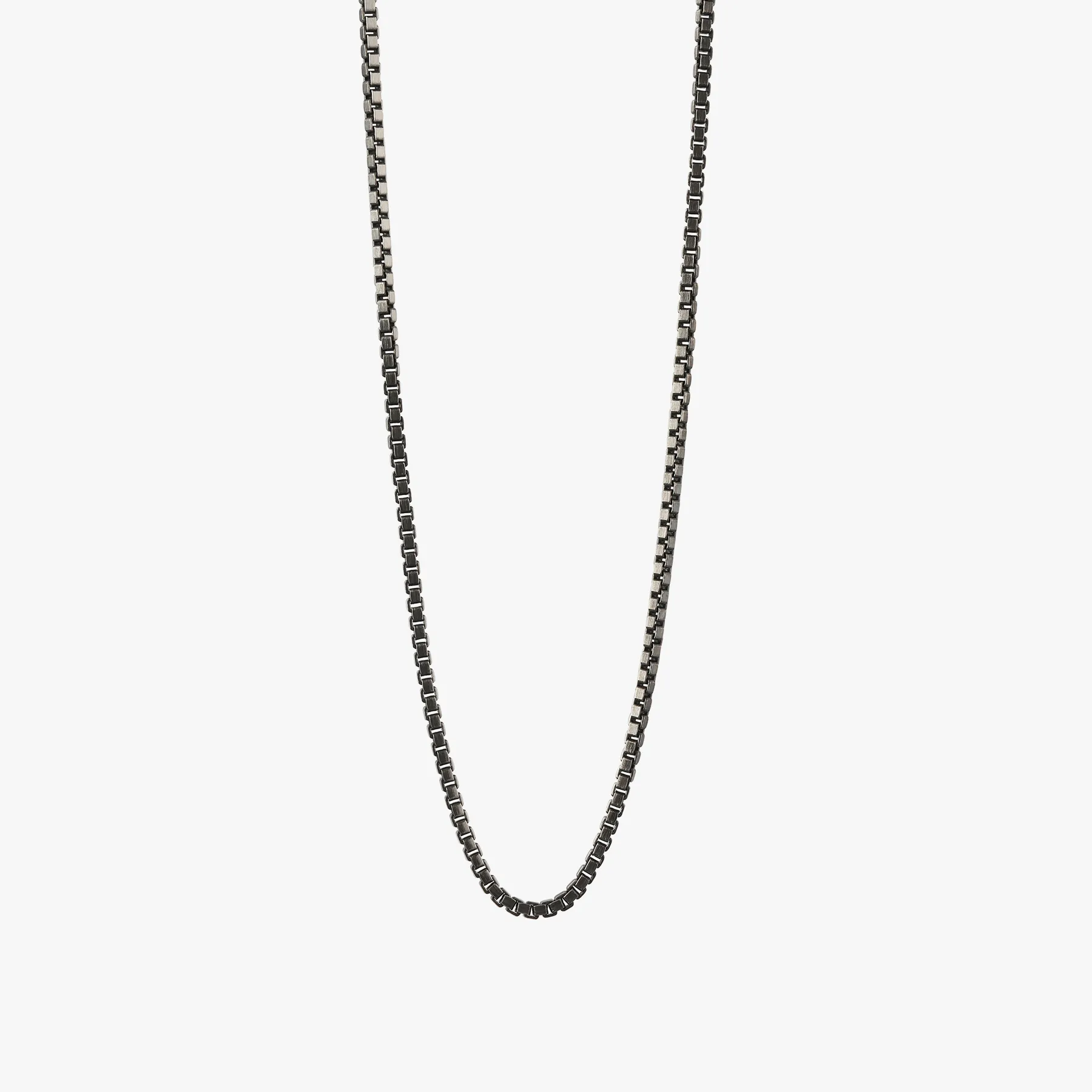 Silver Black Rhodium Sterling Silver Classic Box Chain Necklace sold by Tateossian