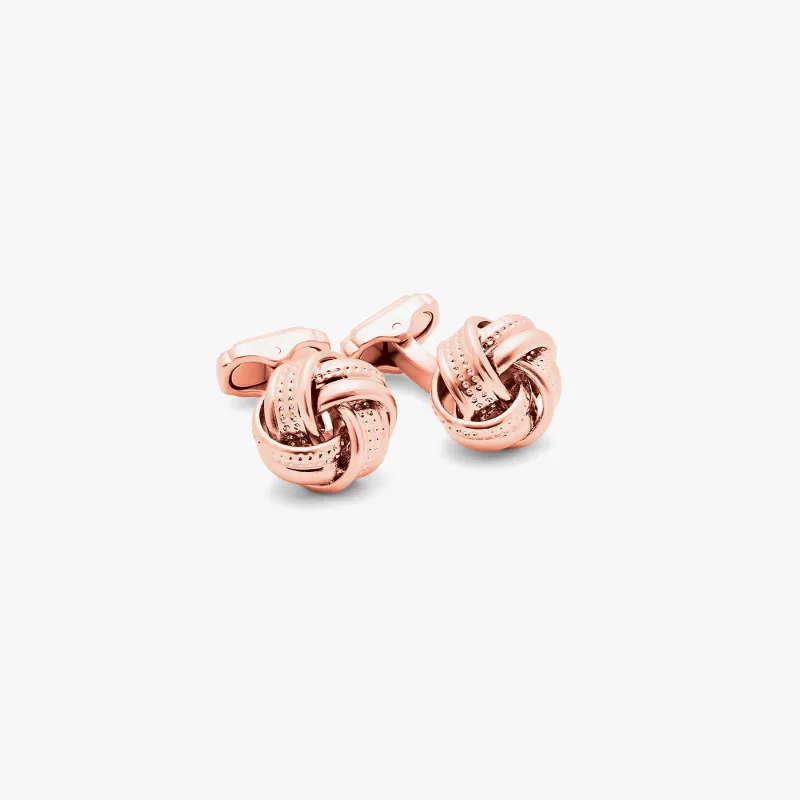 THOMPSON Satin Dot Knot Cufflinks In Rose Gold Plated sold by Tateossian